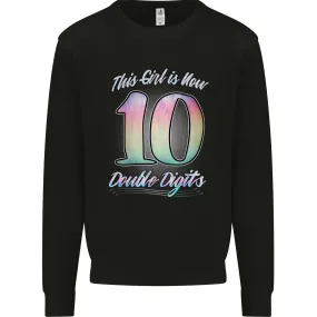 10 Year Old Birthday Girl Double Digits 10th Kids Sweatshirt Jumper