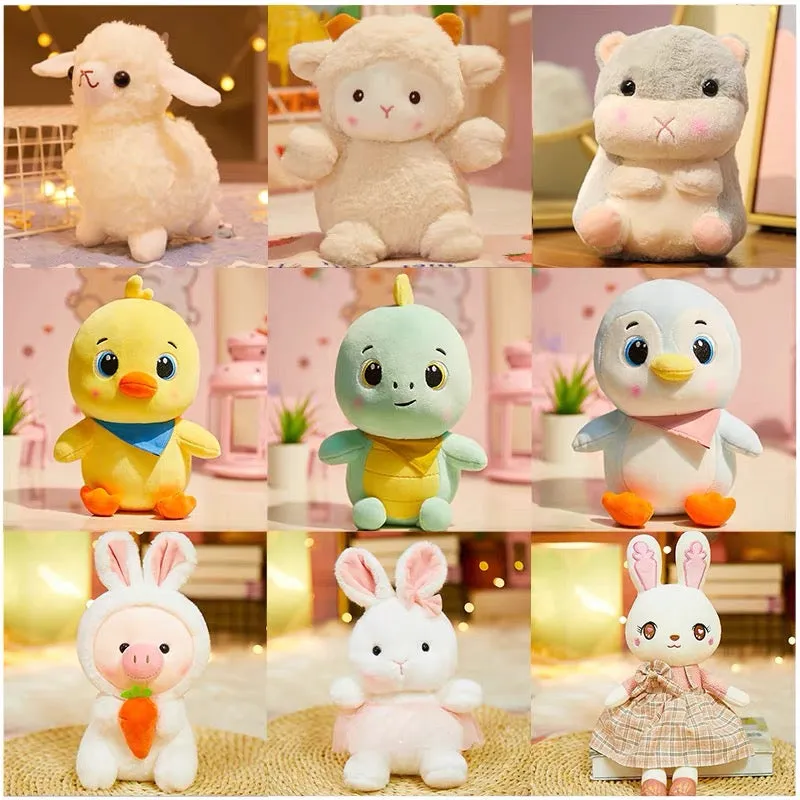 10" Plush animals lamb penguins dinosaur rabbit