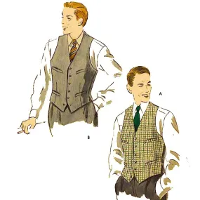 1950s Pattern, Men's Vest Waistcoat - Chest 38” (97cm)