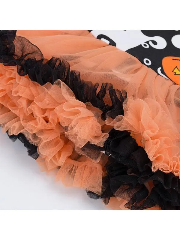 2-piece Halloween Pumpkin Elf Bodysuit Dress Headband