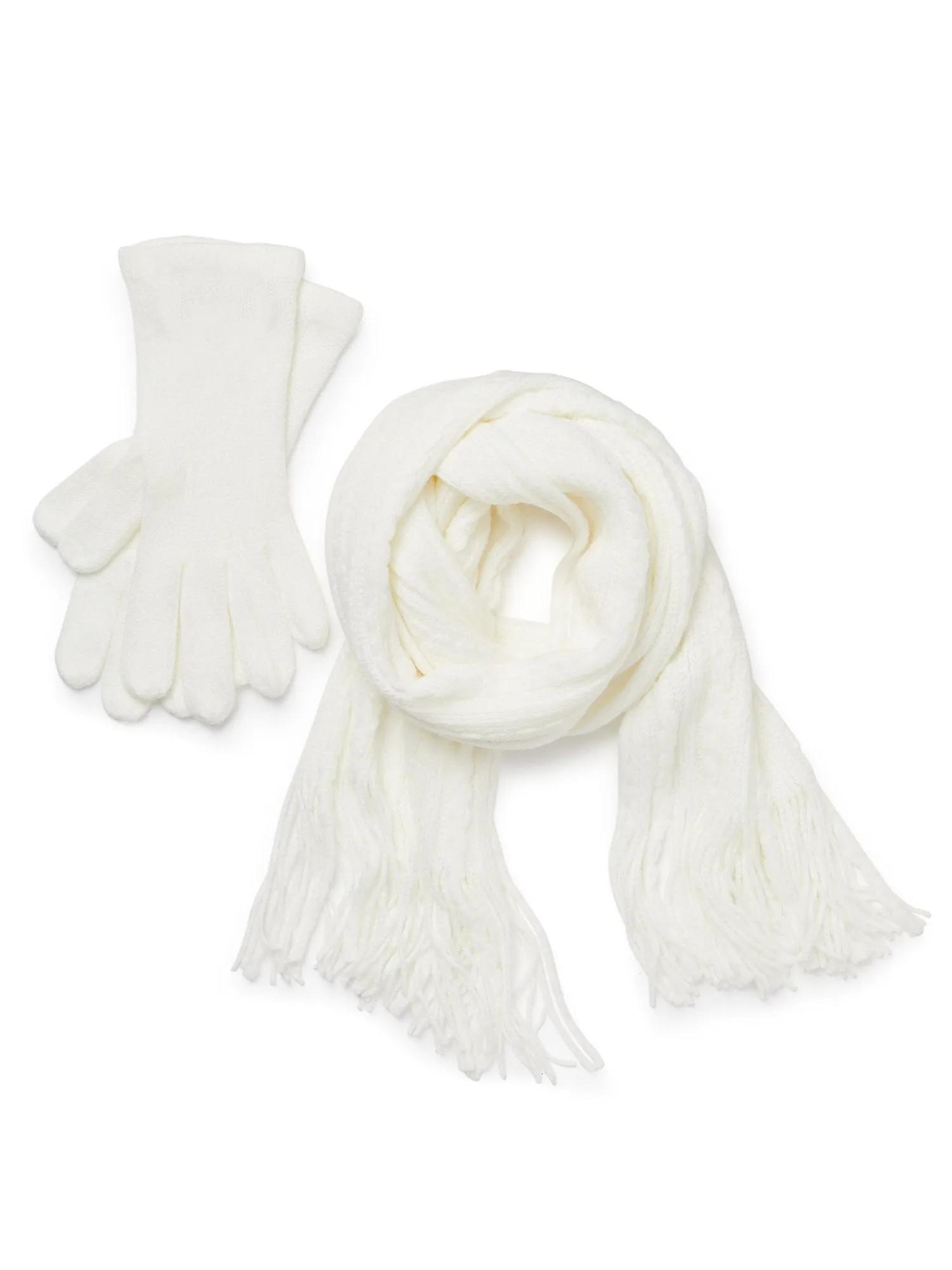 2-Piece Honeycomb Knit Scarf & Gloves Set