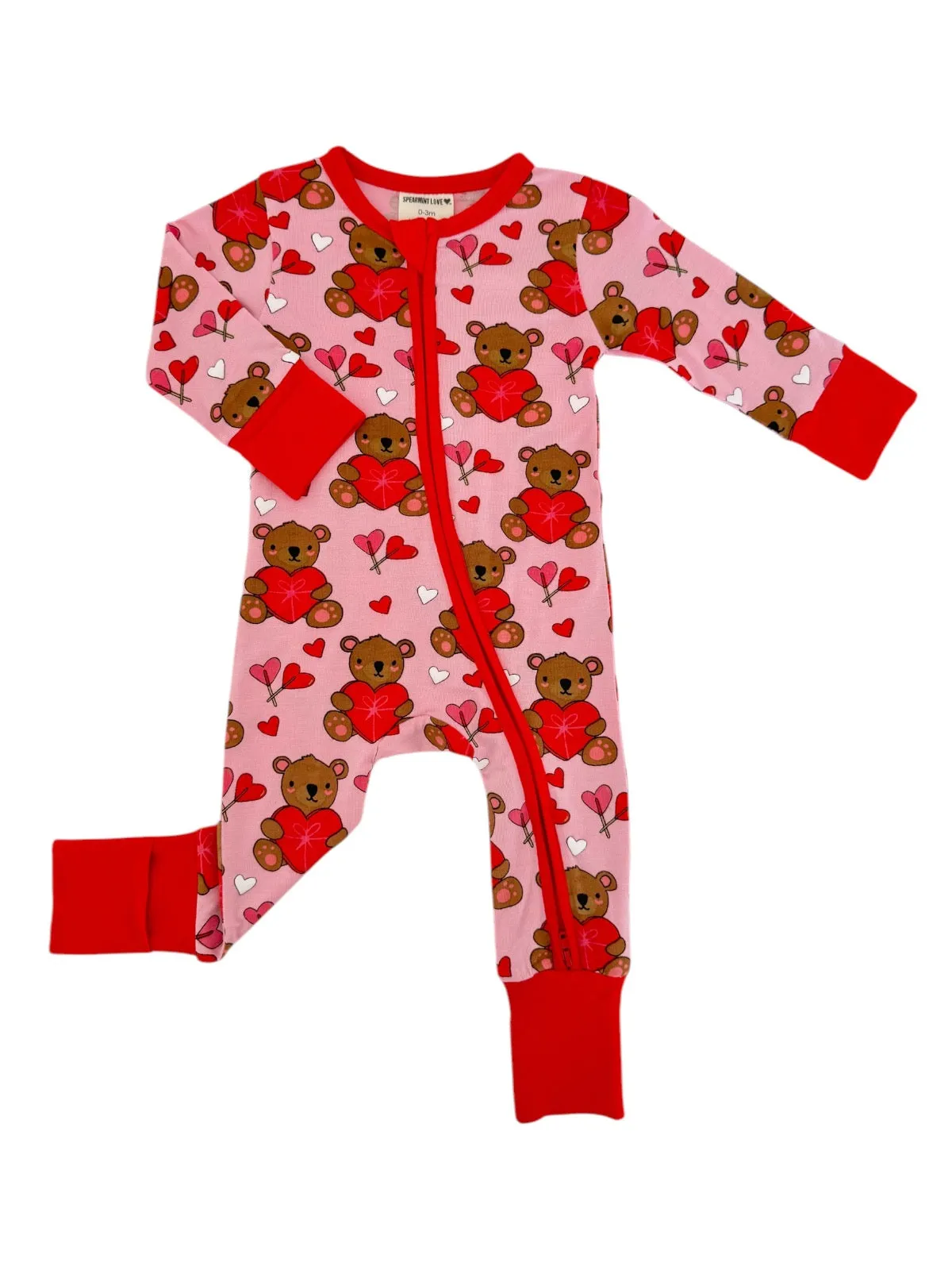 2-Way Convertible Zip Romper, Valentine Bear Pink