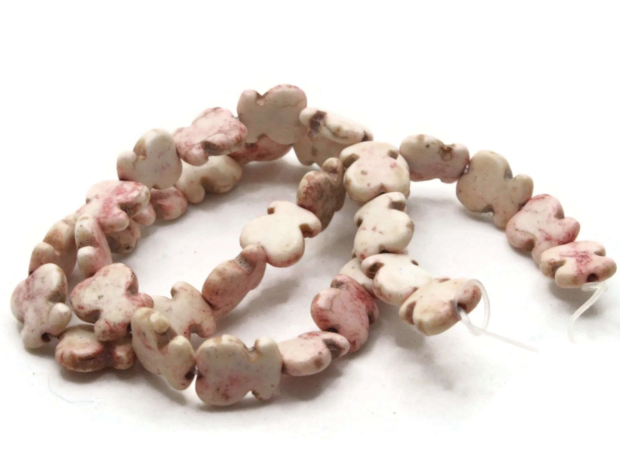 35 12mm White Teddy Bear Dyed Synthetic Turquoise Stone Beads