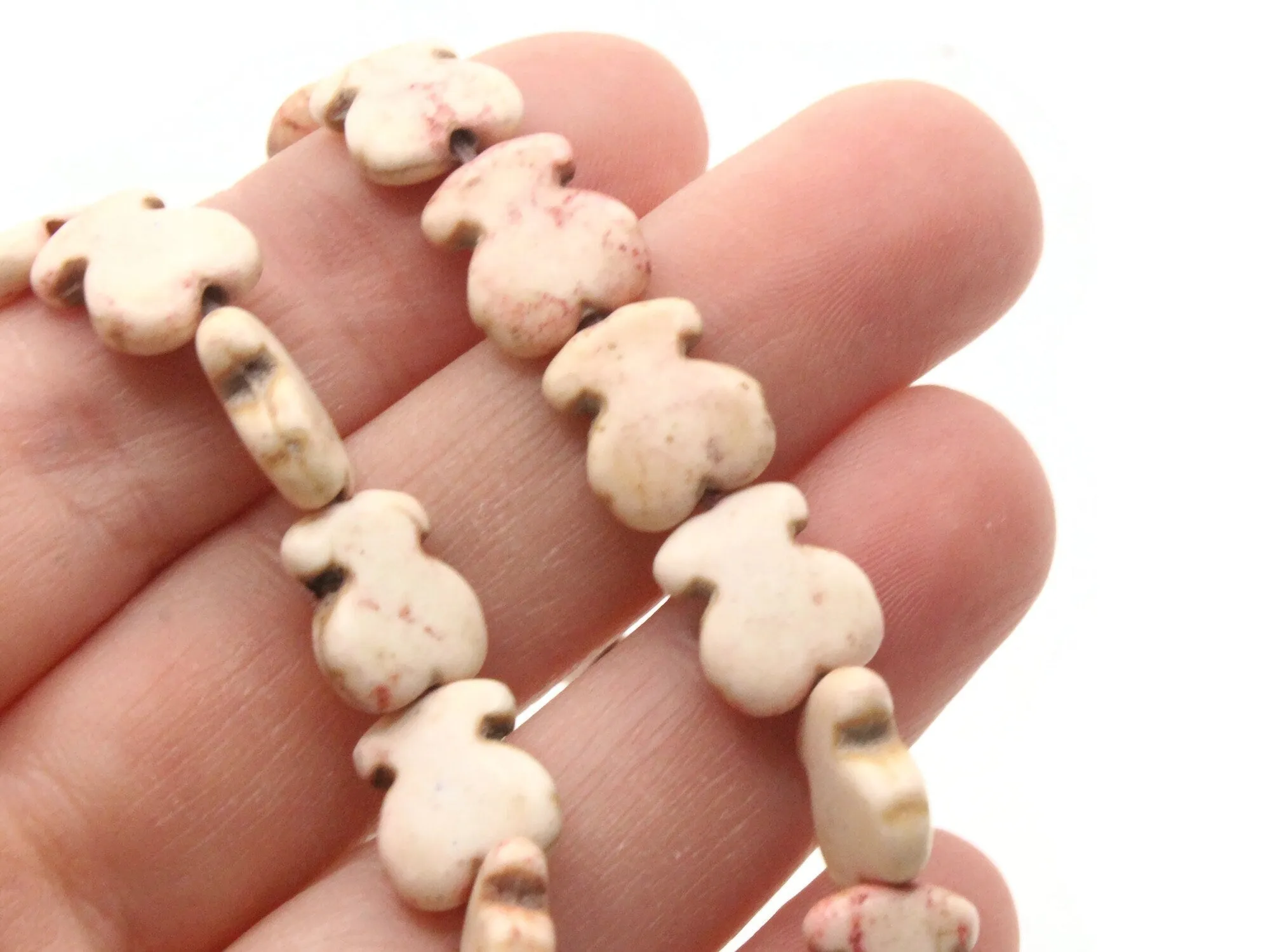 35 12mm White Teddy Bear Dyed Synthetic Turquoise Stone Beads