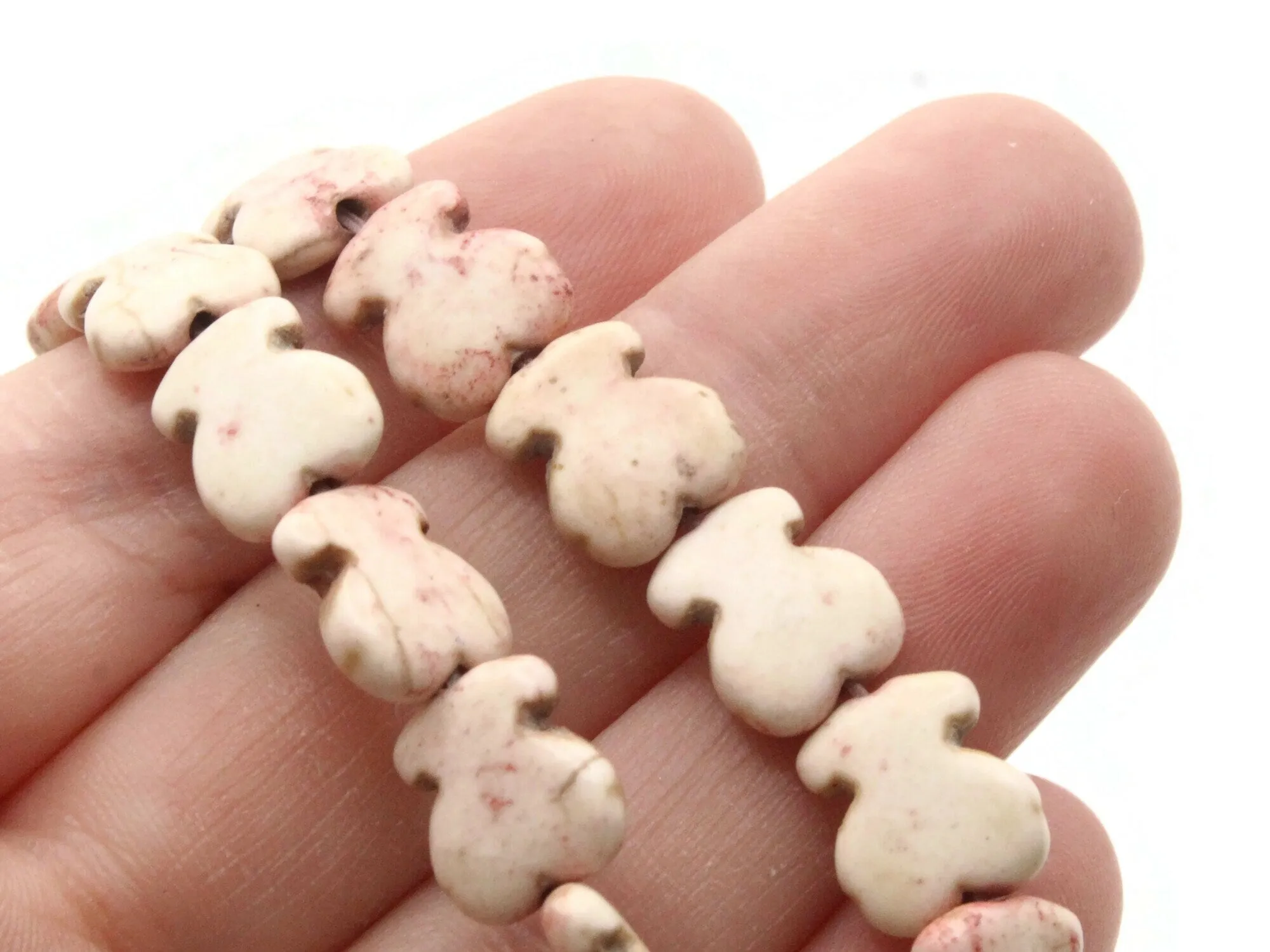 35 12mm White Teddy Bear Dyed Synthetic Turquoise Stone Beads