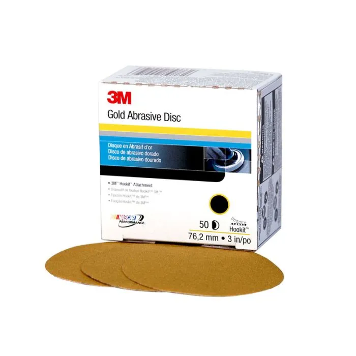 3M™ Hookit™ Gold Disc, 00919, 3 in, P120, 50 discs per carton, 4 cartons per case