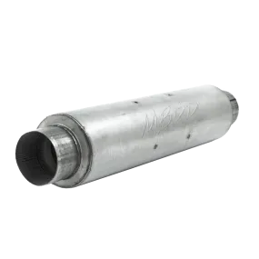 4 Inch Inlet/Outlet Quiet Tone Exhaust Muffler 24 Inch Body 6 Inch Diameter 30 Inch Overall Aluminized Steel MBRP