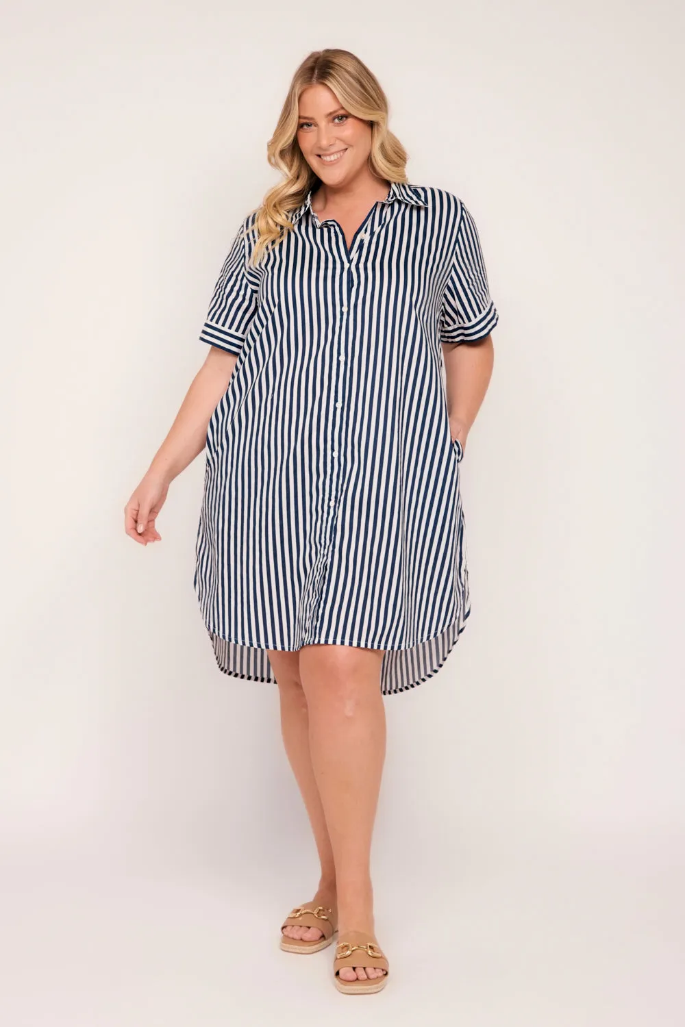 Abbey Resort Shirt Dress in Poolside