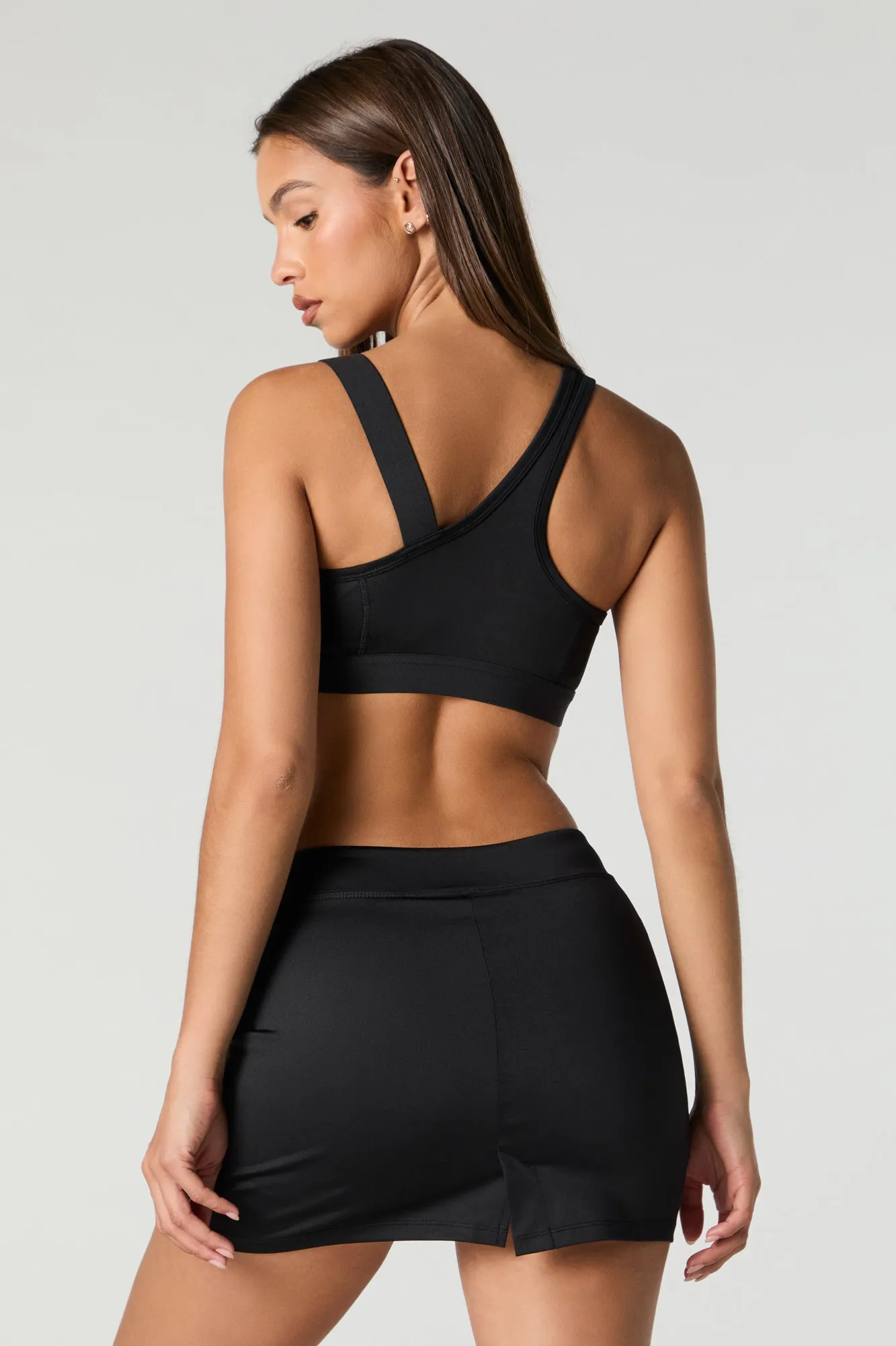 Active One Shoulder Bra with Built-In Cups