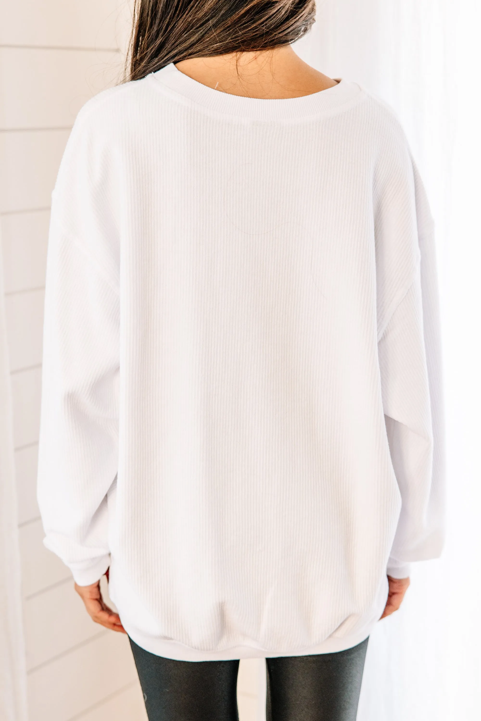 Amour White Graphic Corded Sweatshirt