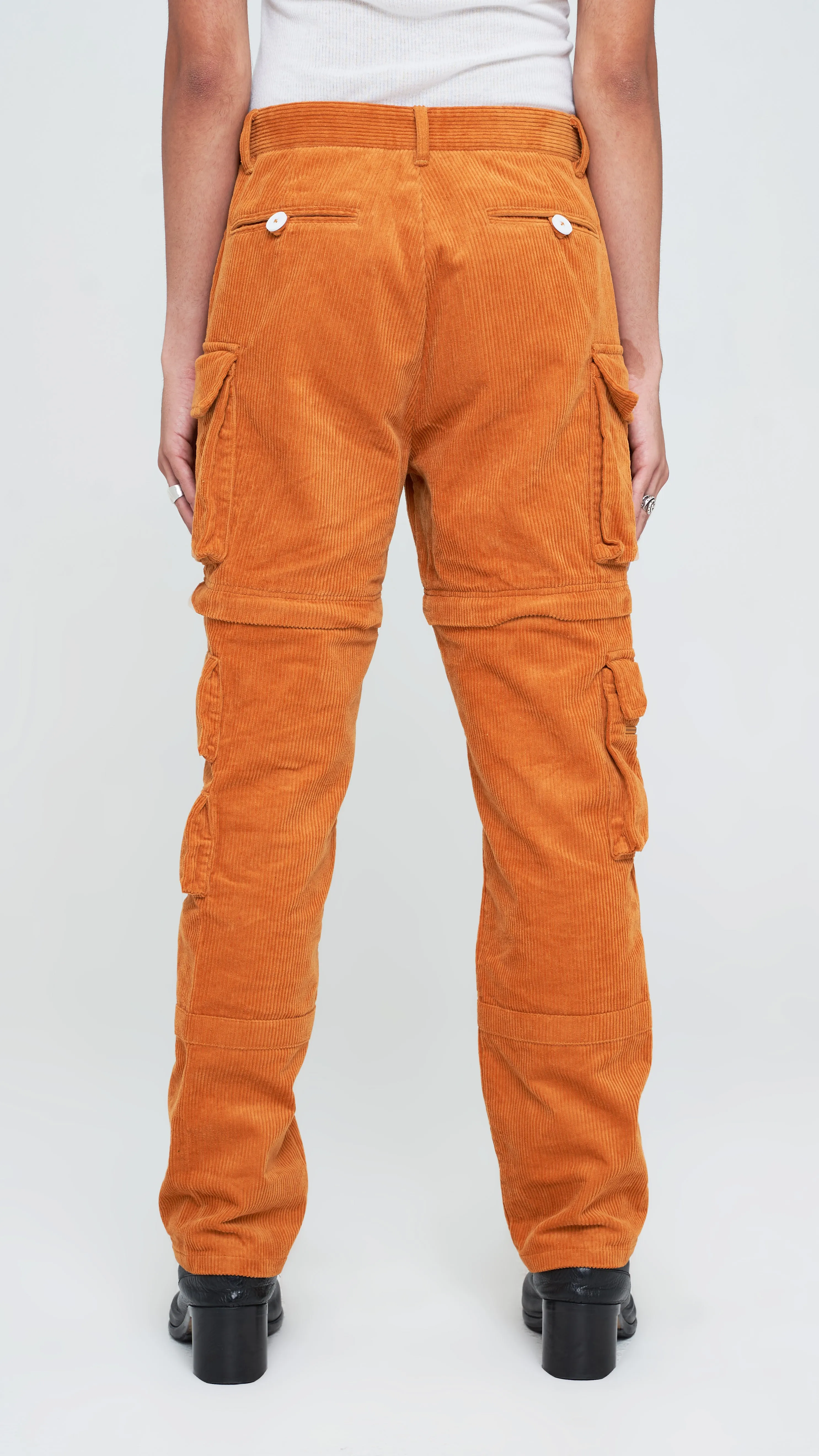 Apricot Brown Corduroy Utility Tech Pants