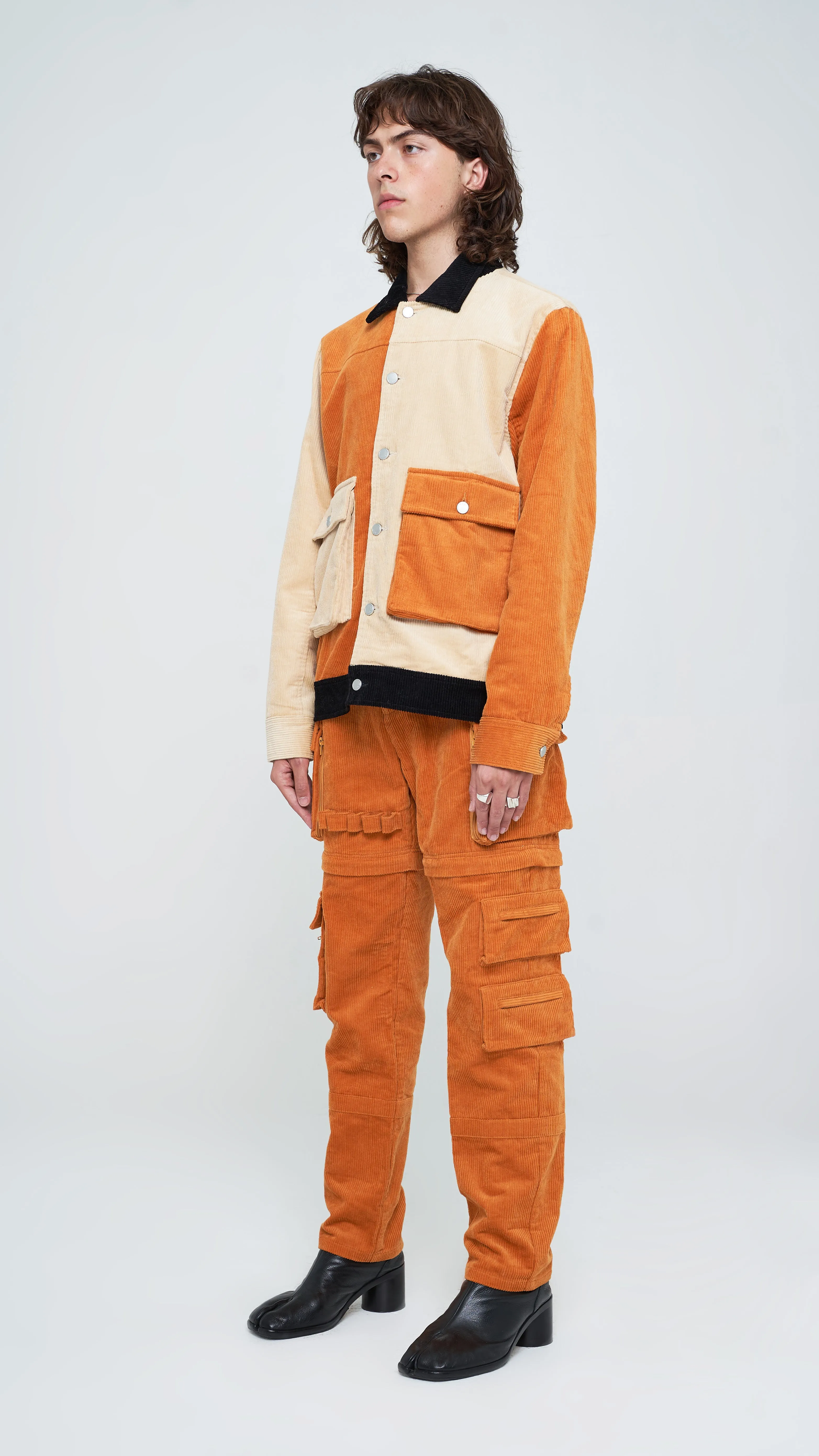 Apricot Brown Corduroy Utility Tech Pants