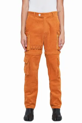 Apricot Brown Corduroy Utility Tech Pants