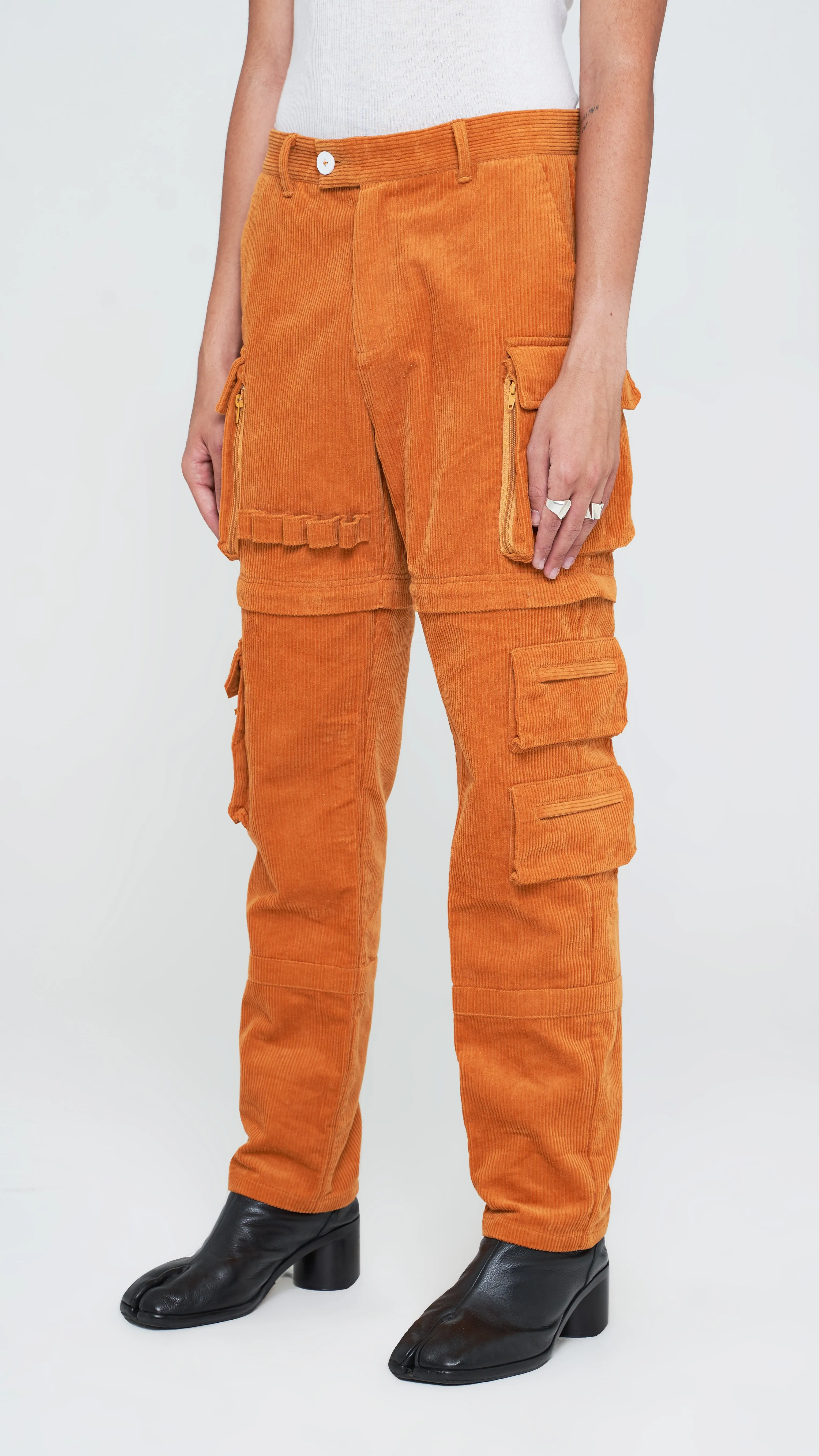 Apricot Brown Corduroy Utility Tech Pants