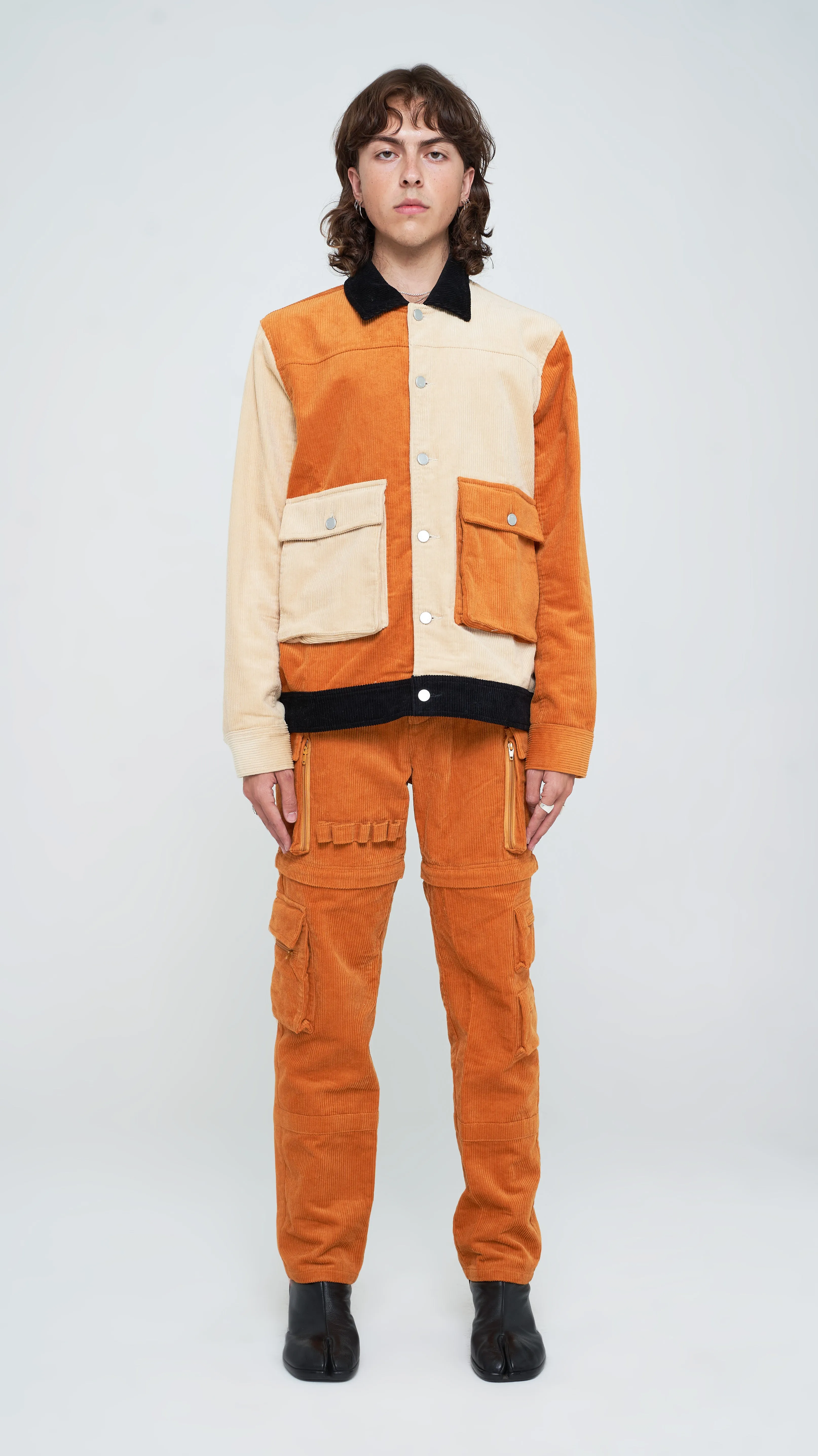 Apricot Brown Corduroy Utility Tech Pants