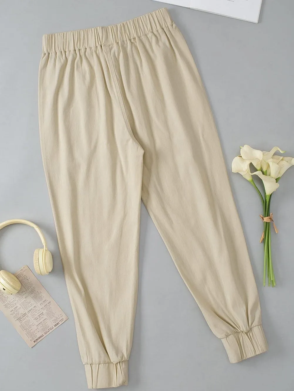 Apricot Slim-Fit High Waist Pocketed Pants