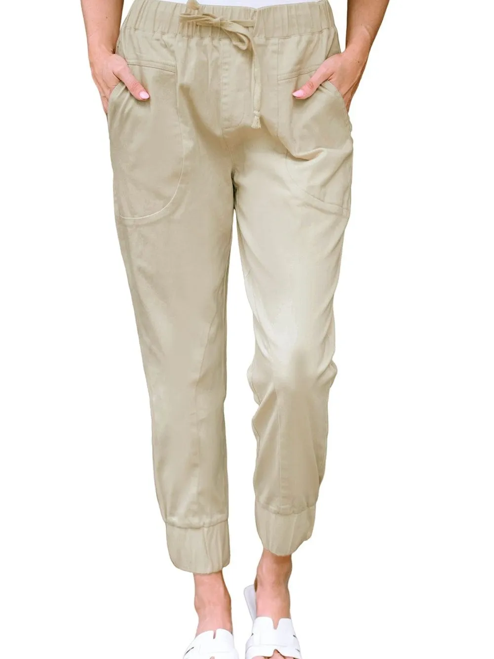 Apricot Slim-Fit High Waist Pocketed Pants