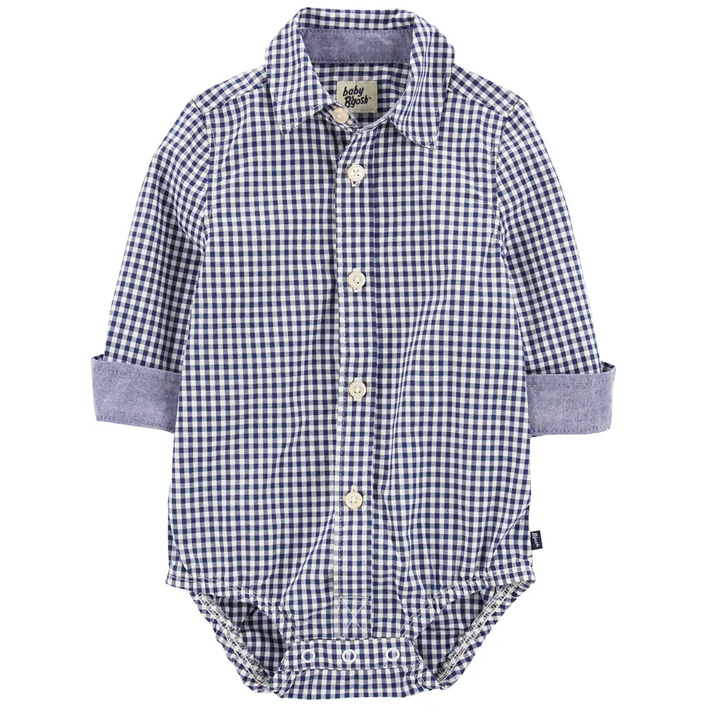 Baby Boys' Gingham Print Button-Front Bodysuit 1Q433510