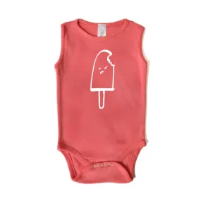 Baby Girl Romper- Organic Cotton - Coral with a popsicle print