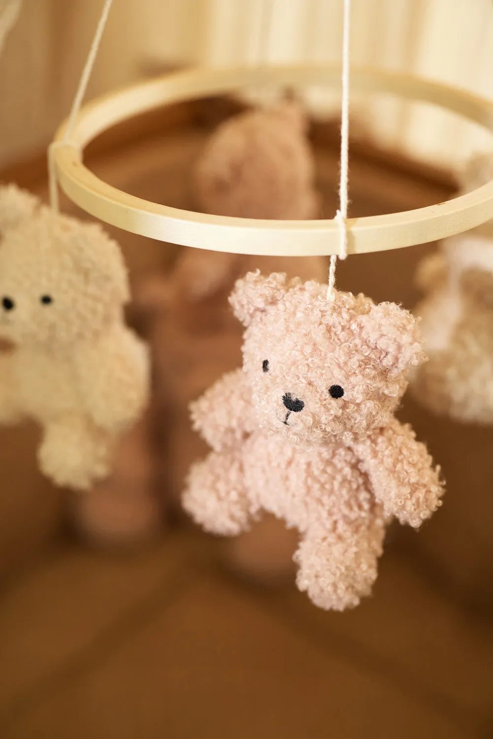 Baby Mobile Teddy Bear - Wild Rose/Natural