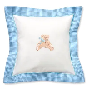 Baby Pillow Cover in Bow Teddy Blue