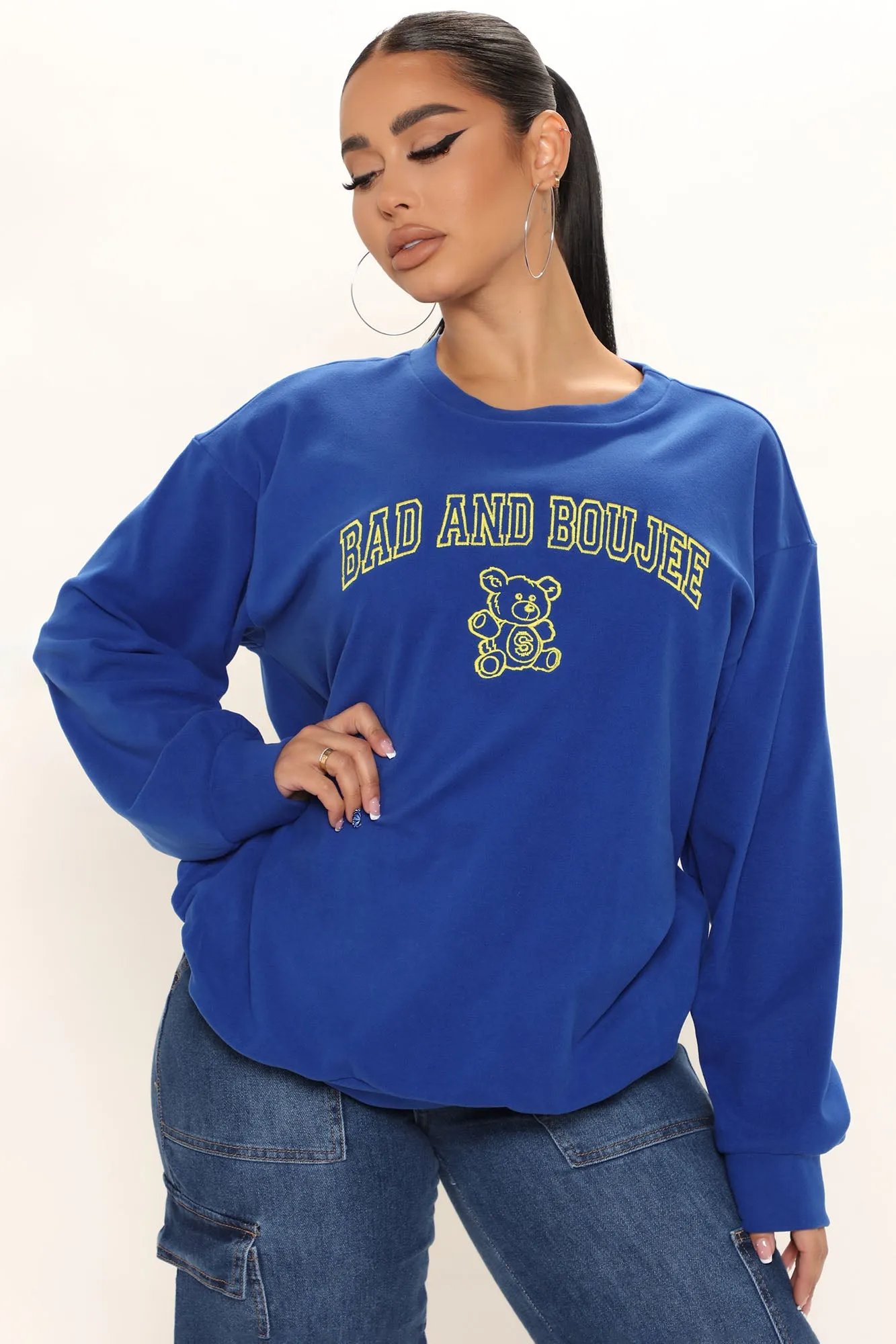 Bad And Boujee Teddy Sweatshirt - Royal