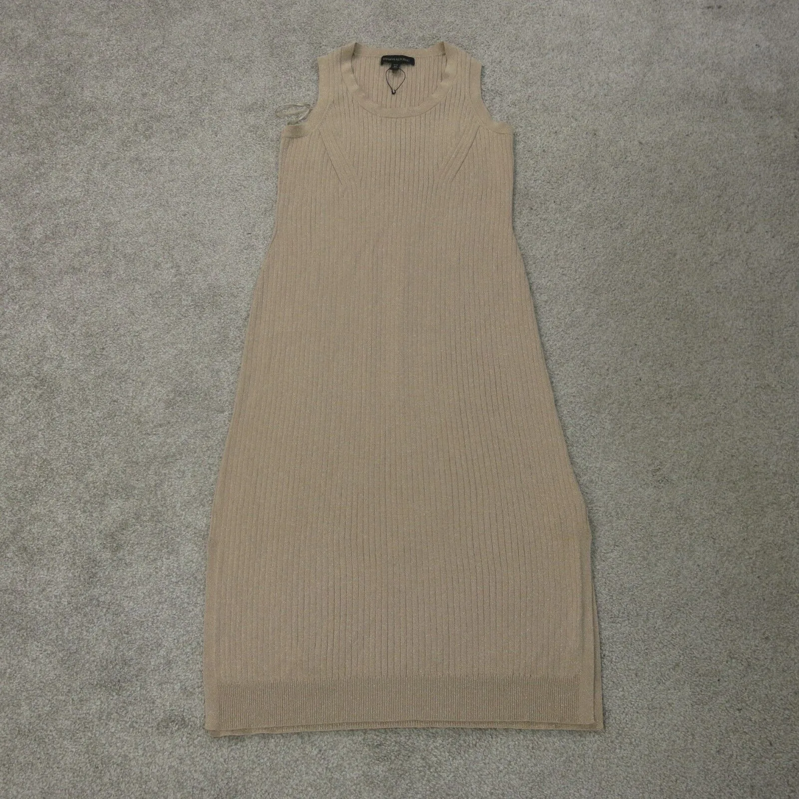 Banana Republic Dress Womens X Small Cream Sweater Dress Round Neck Sleeveless