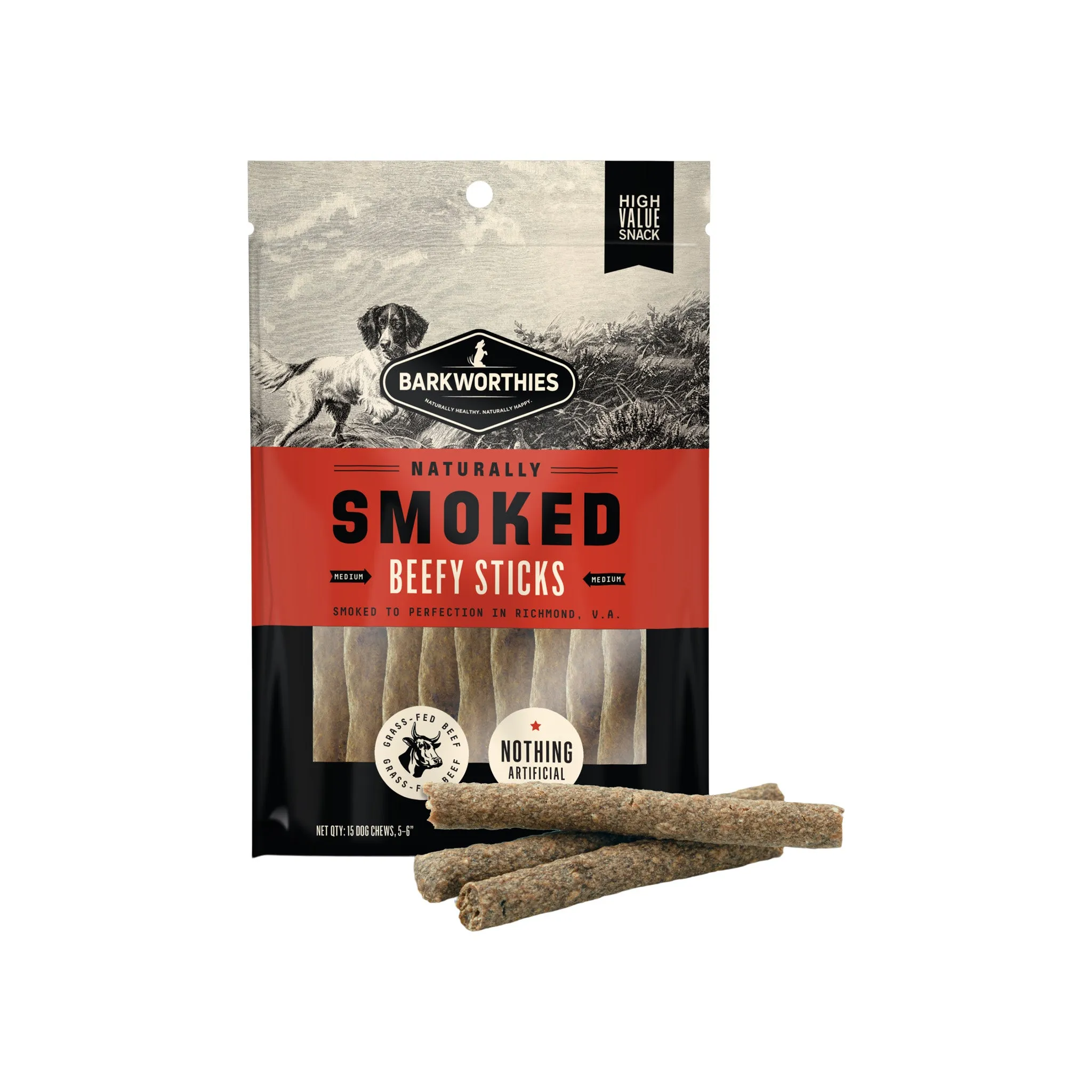 Barkworthies Naturally Smoked Beef Stick Dog Chews