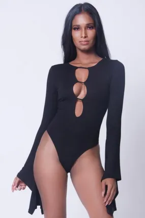 Bell Sleeve Cutout Bodysuit