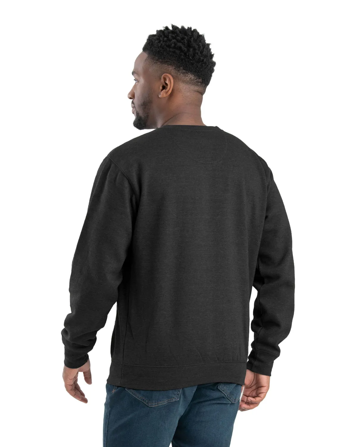 Berne Mens Heritage Crewneck Black Cotton Blend Sweatshirt