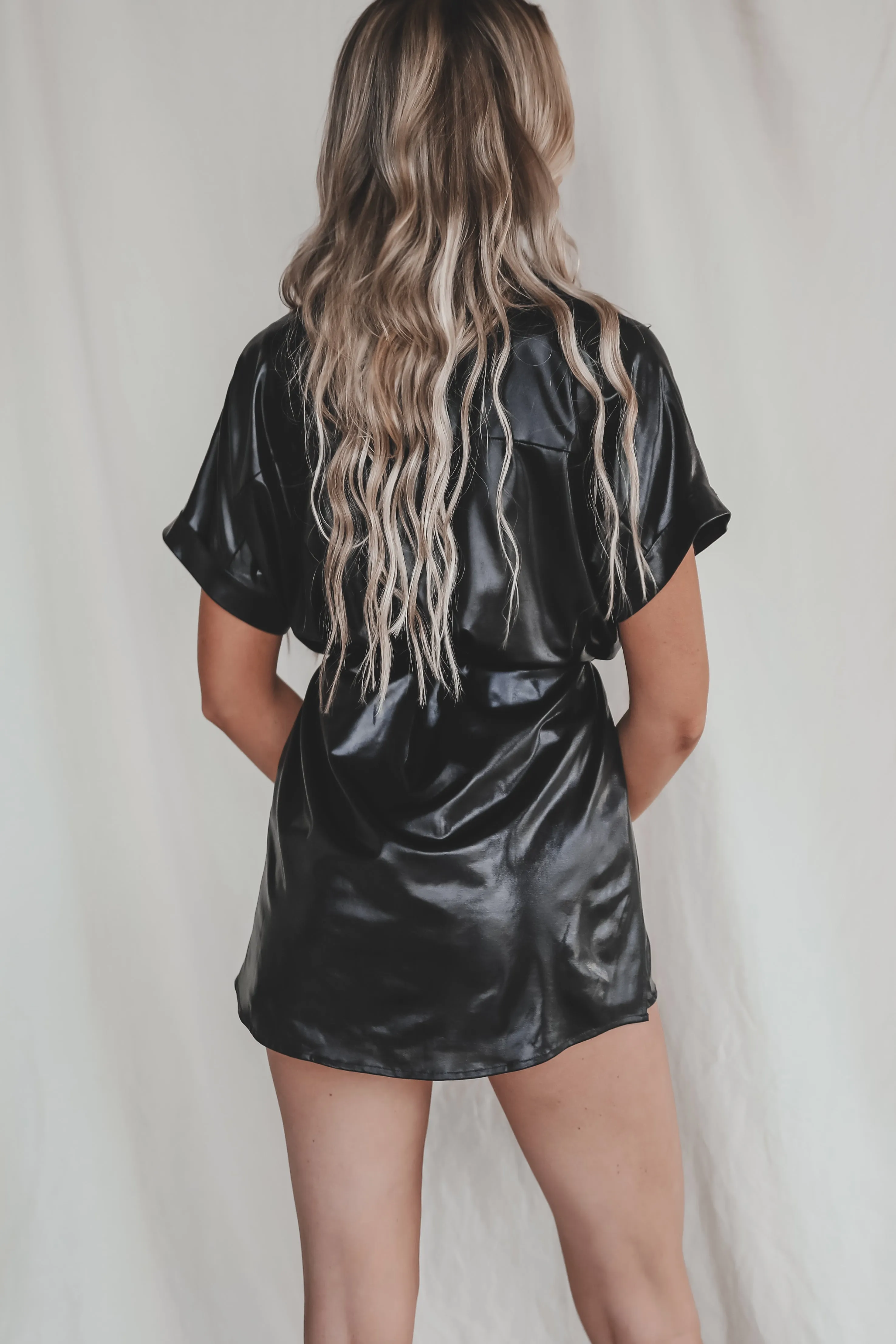 Beverly Hills Black Liquid Short Sleeve Romper