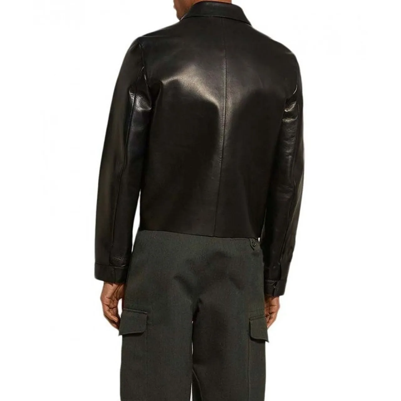 Black Slim Fit Cafe Racer Leather Jacket Men