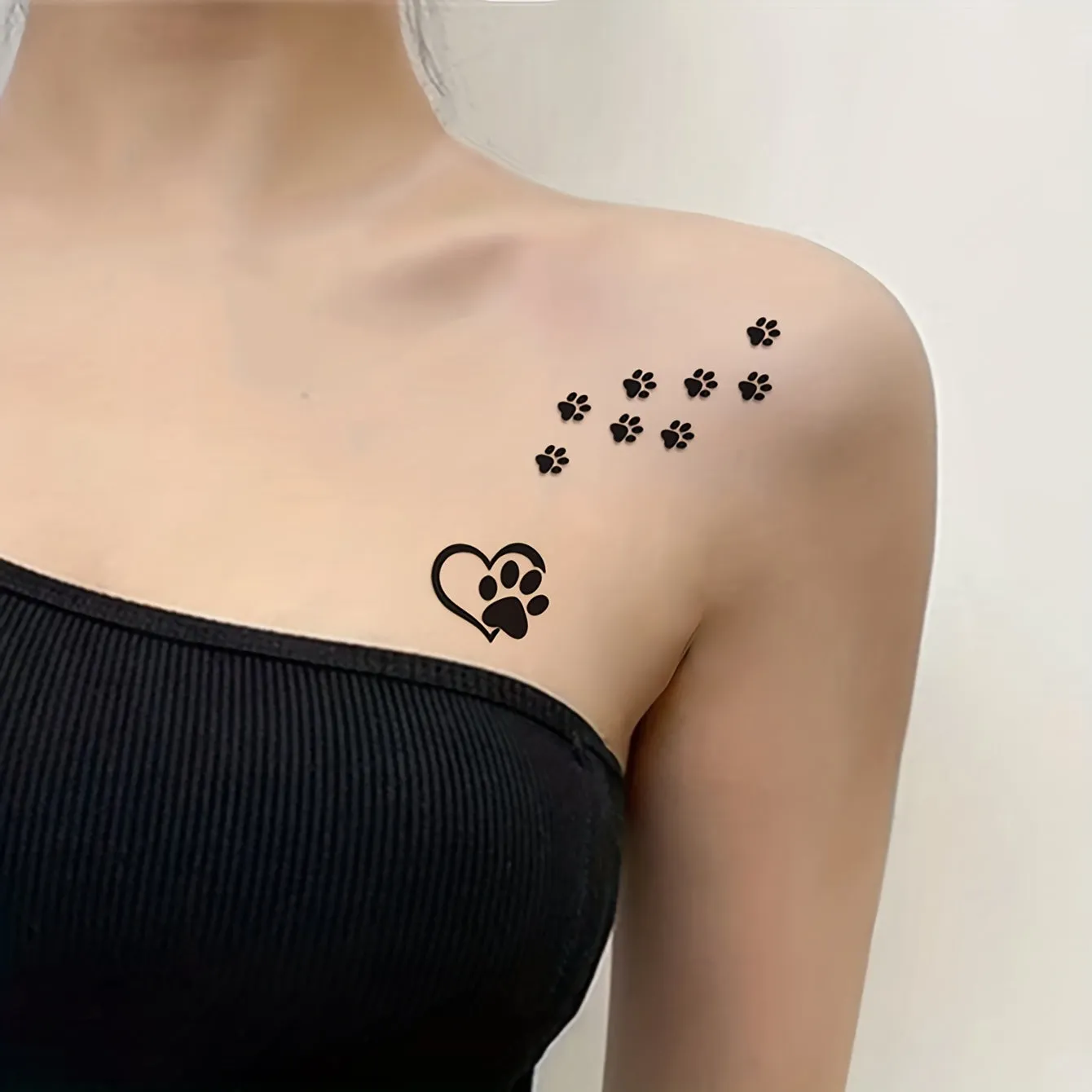 Black Teddy Bear Flower Footprints Temporary Tattoo  BOGO Deal