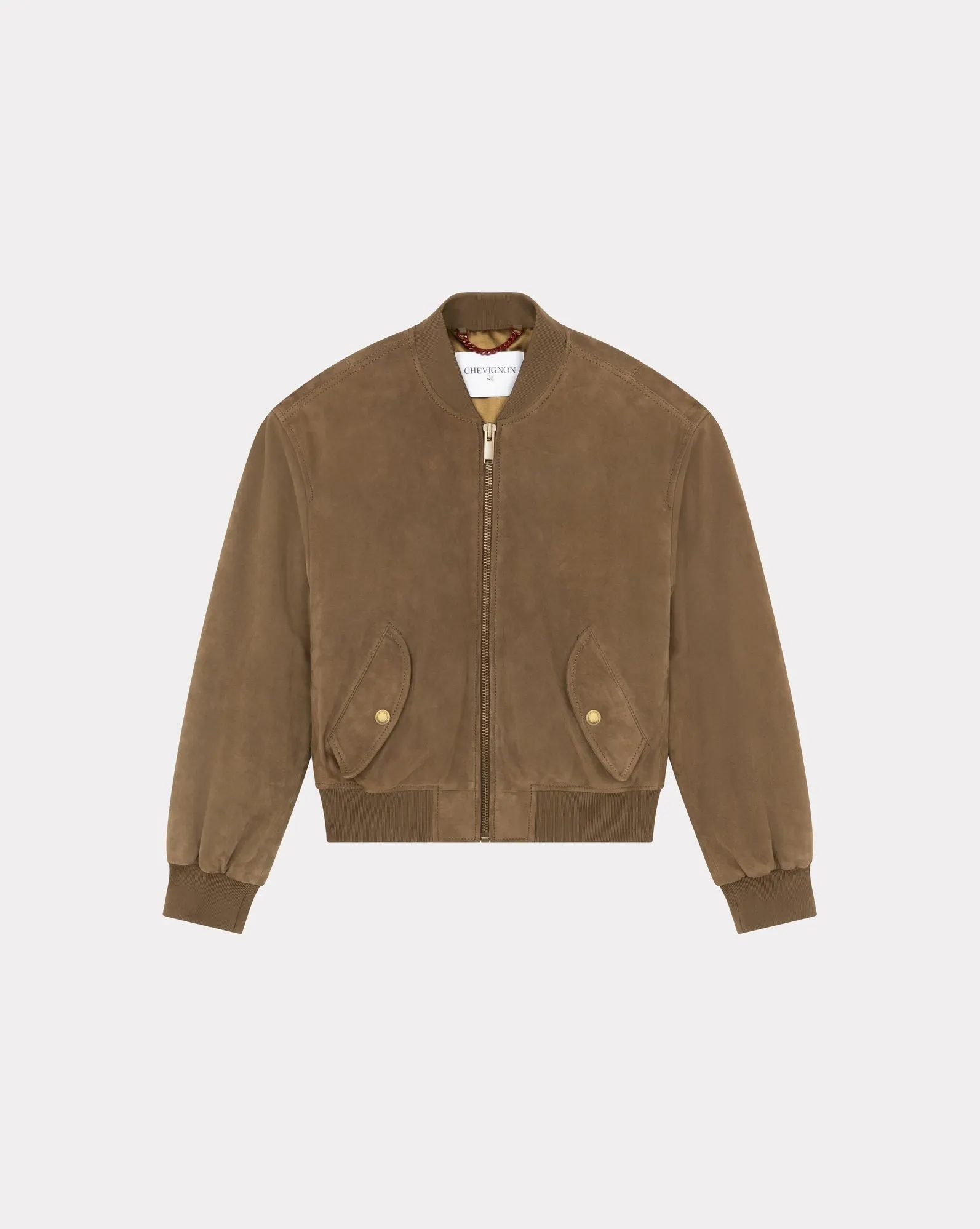 BLOUSON EN CUIR VARSITY W MARRON