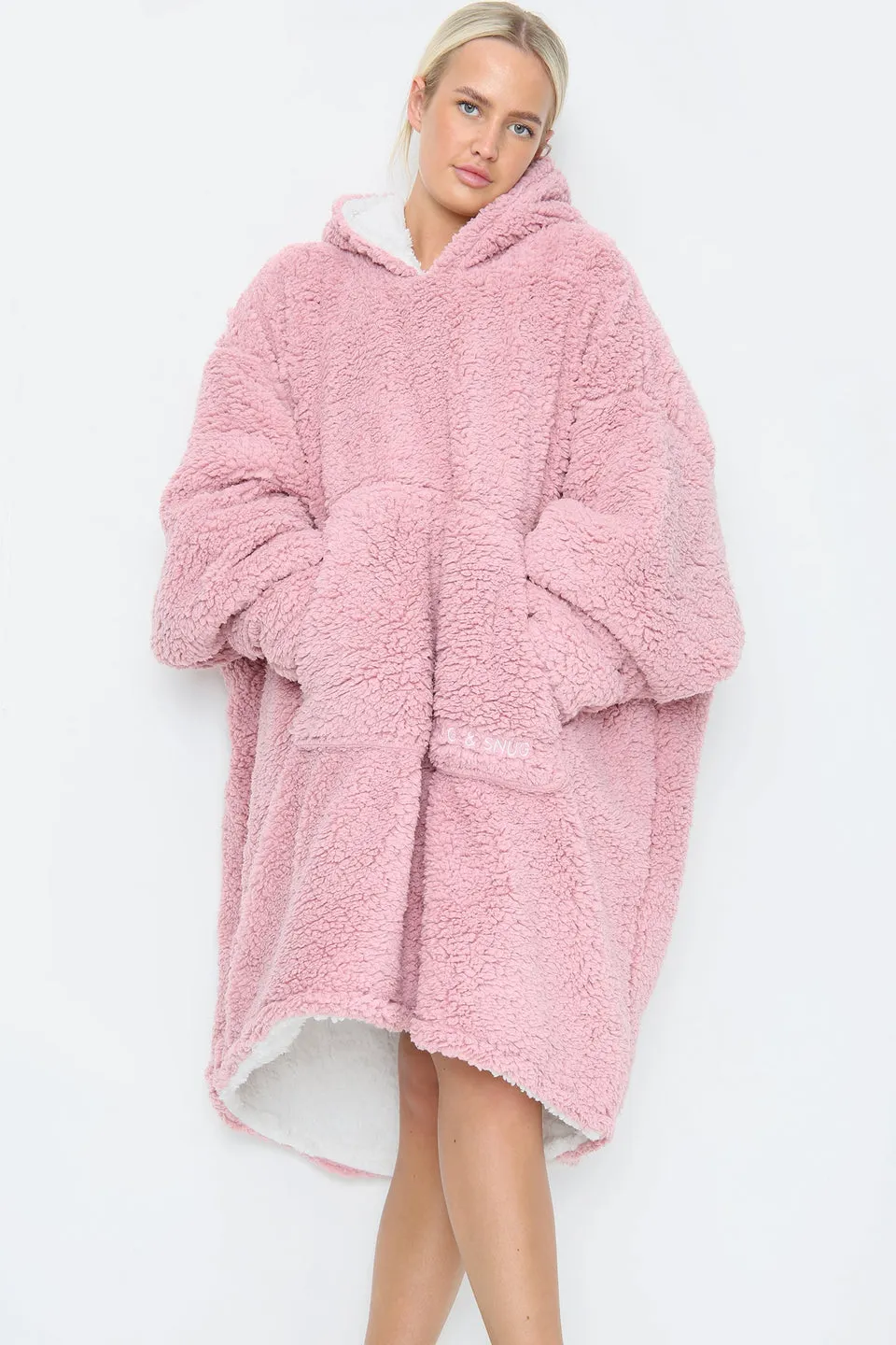 Blush Pink Teddy Fleece Oversized Oodie Style Hoodie