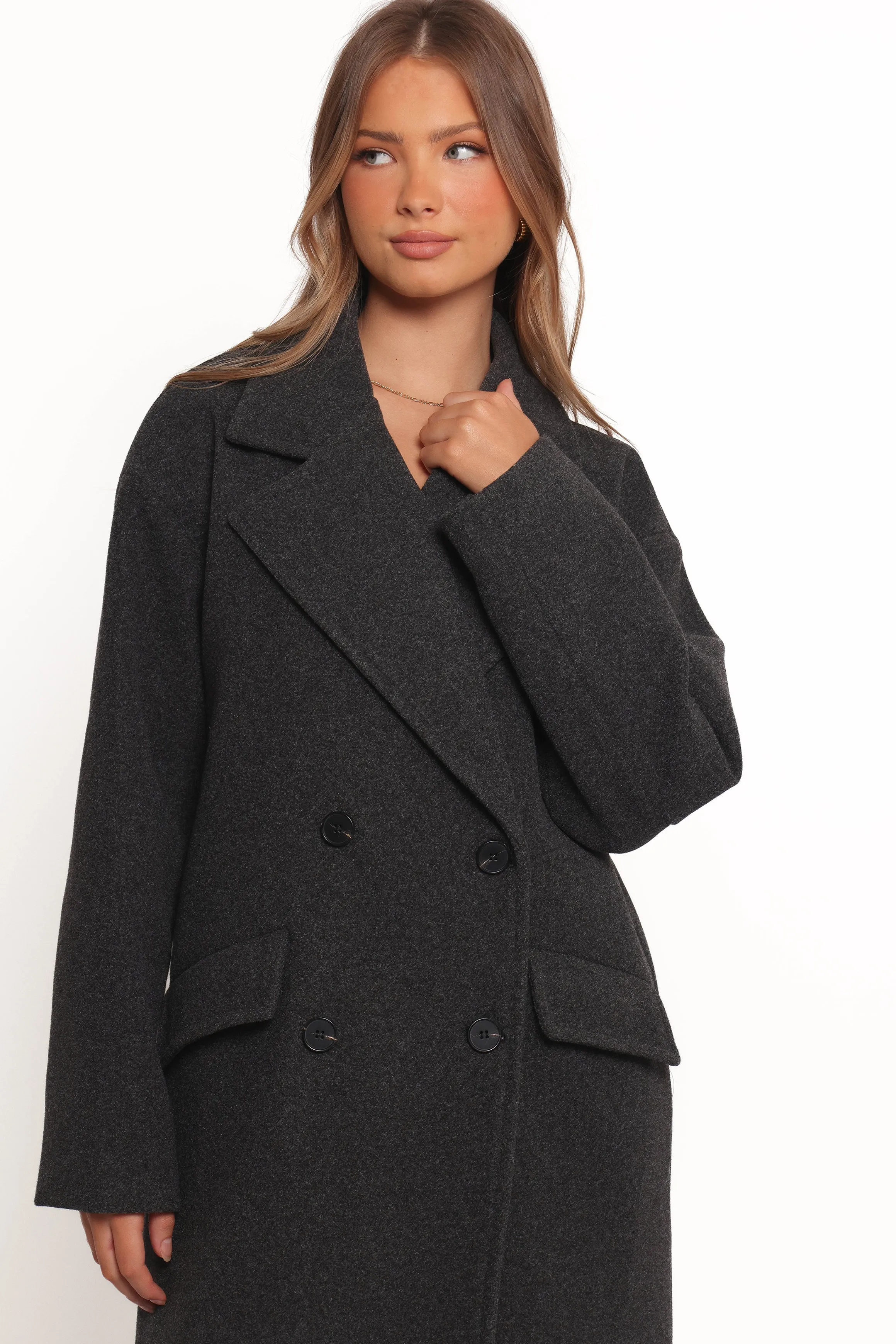 Brylie Oversized Coat - Charcoal