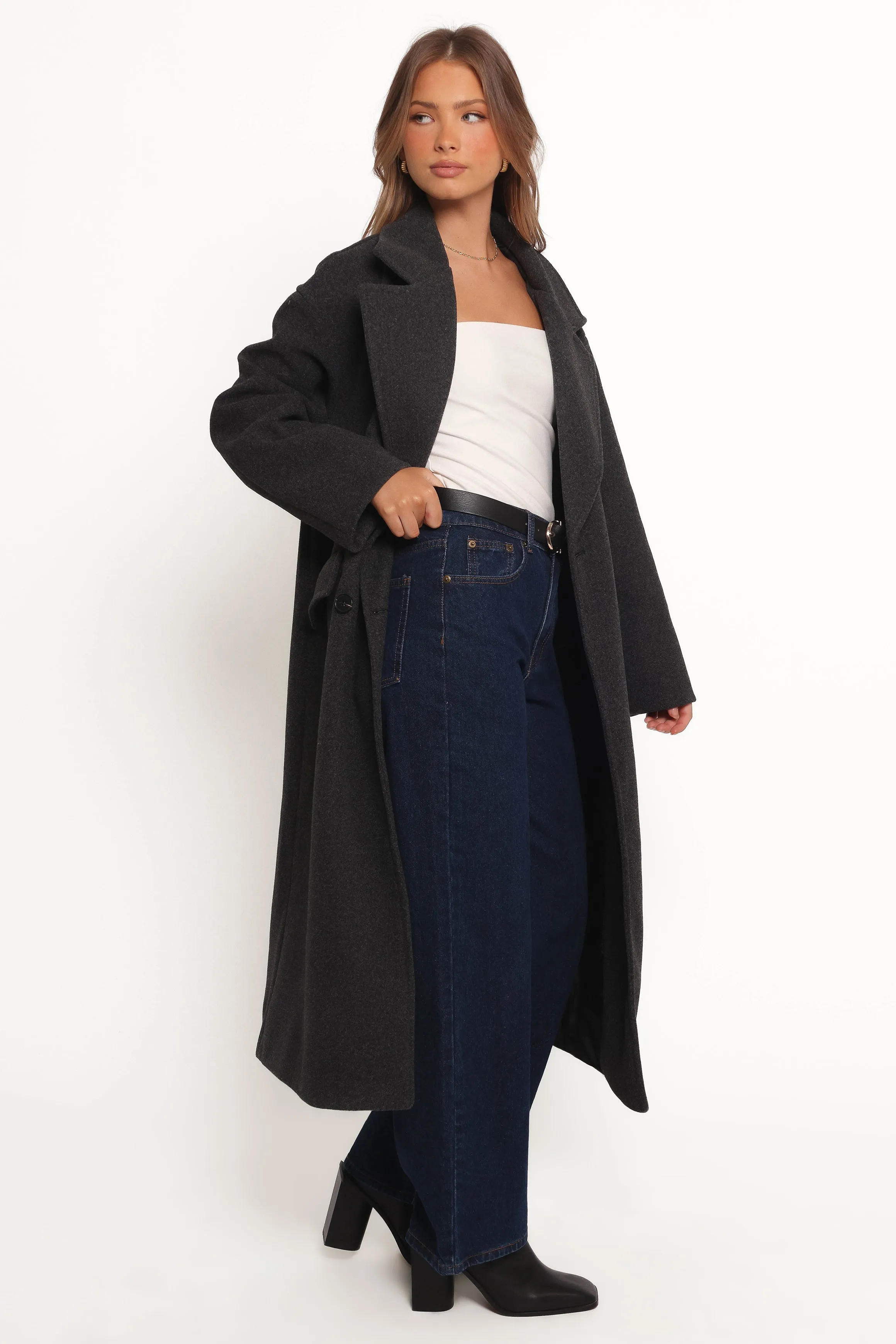 Brylie Oversized Coat - Charcoal