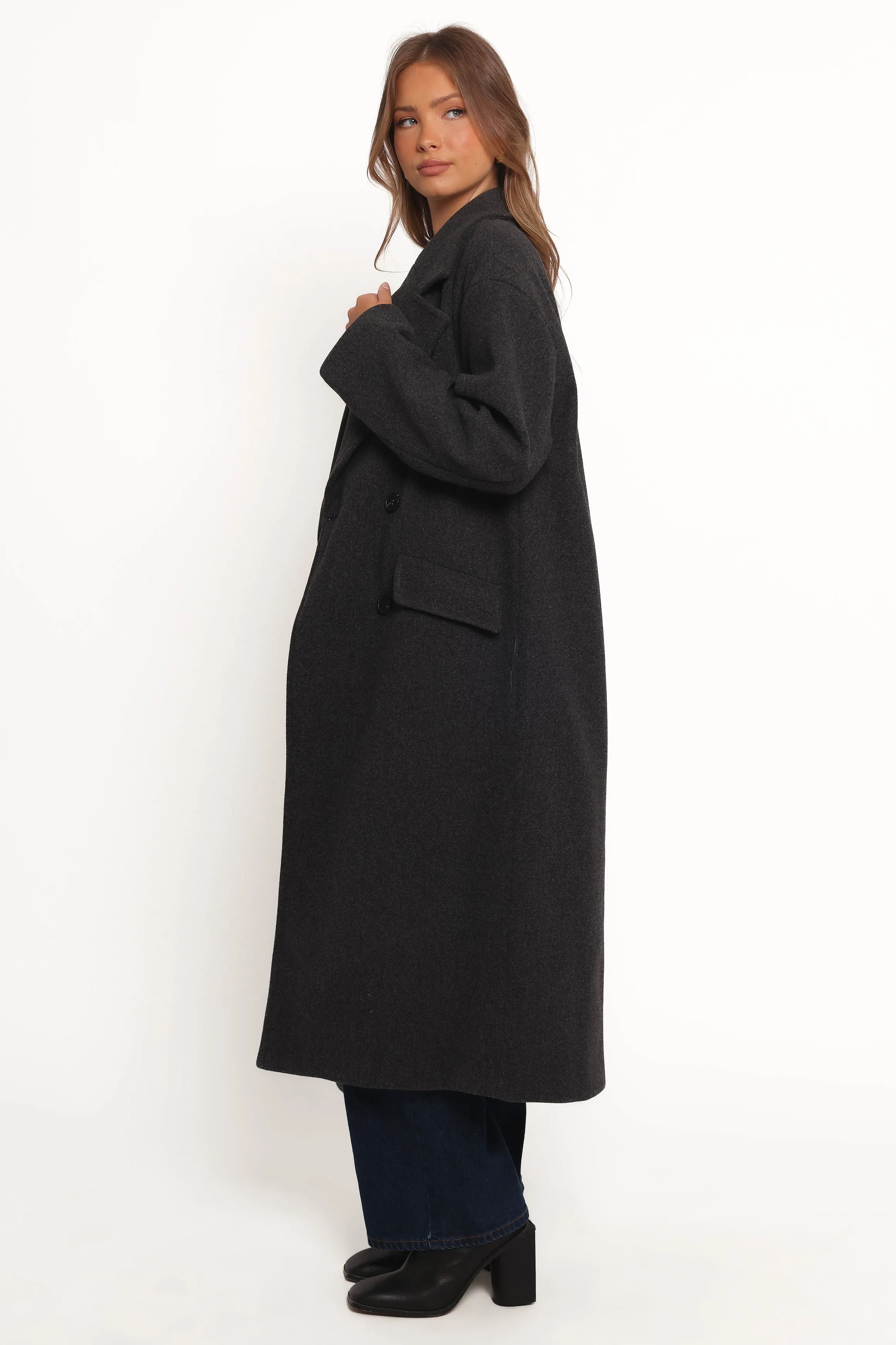 Brylie Oversized Coat - Charcoal