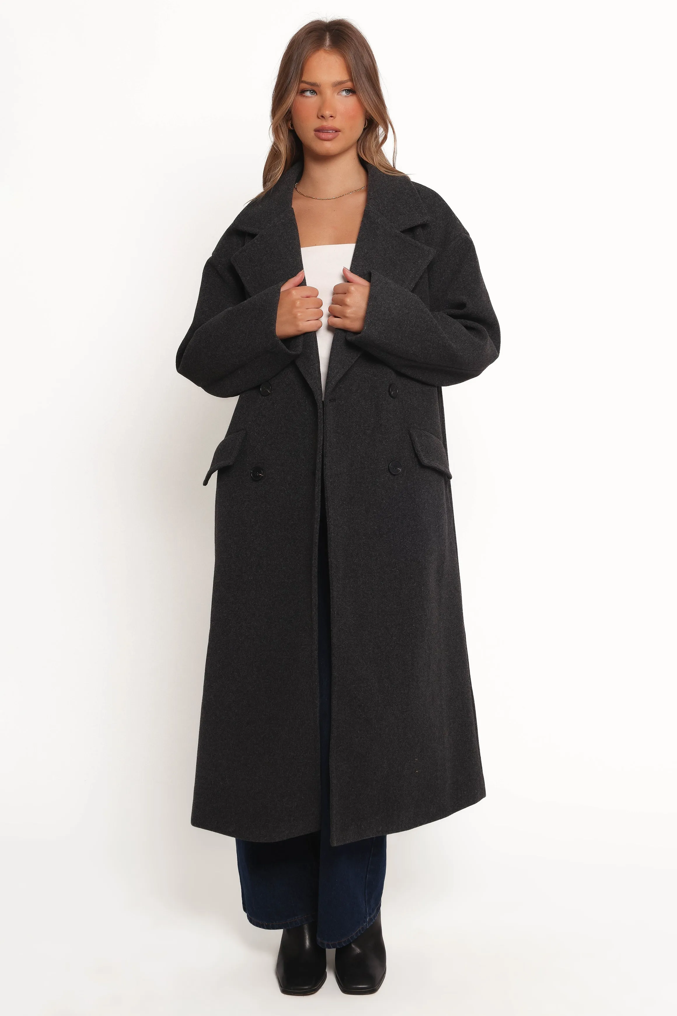 Brylie Oversized Coat - Charcoal