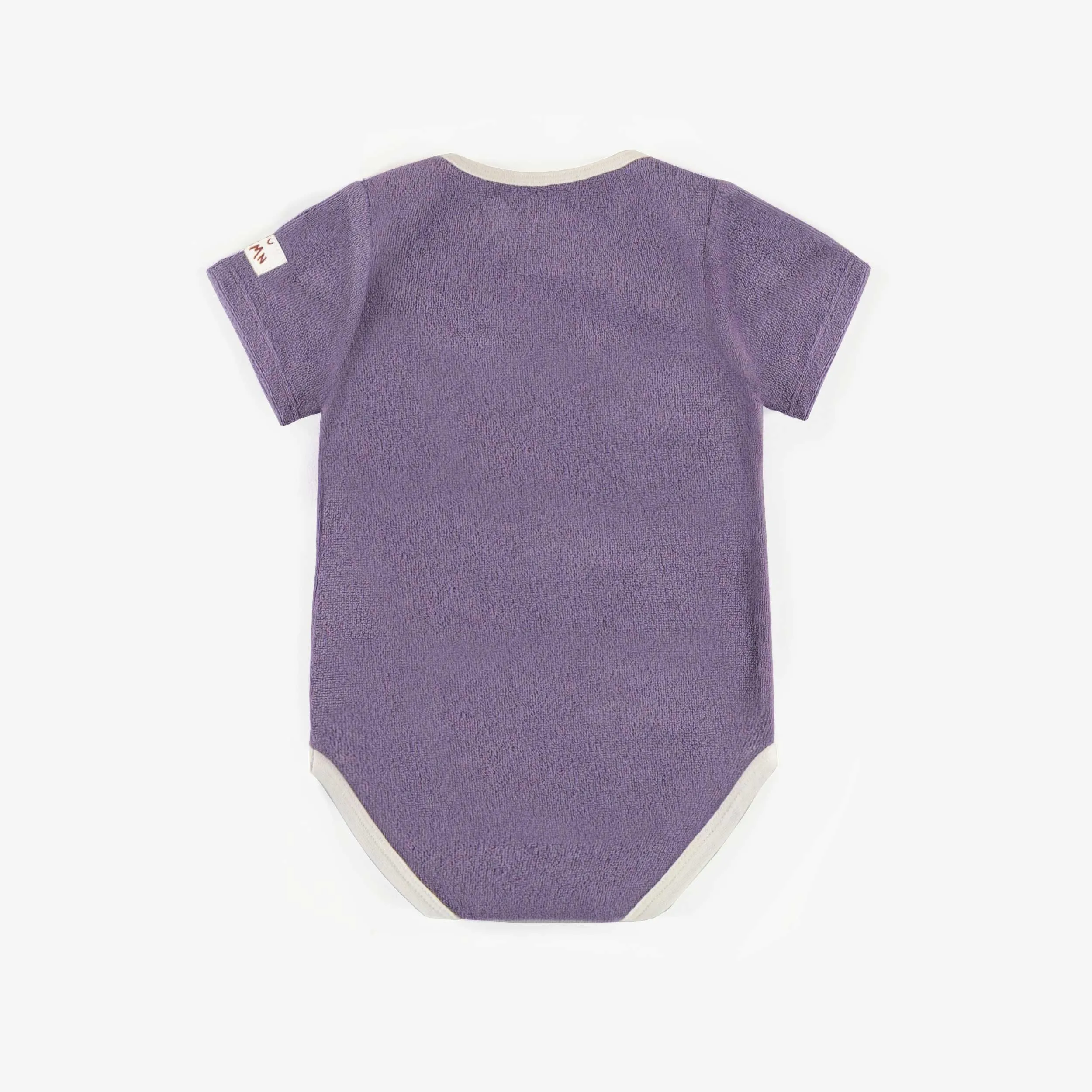 Cache-couche mauve en ratine, bébé || Purple bodysuit in terry, baby