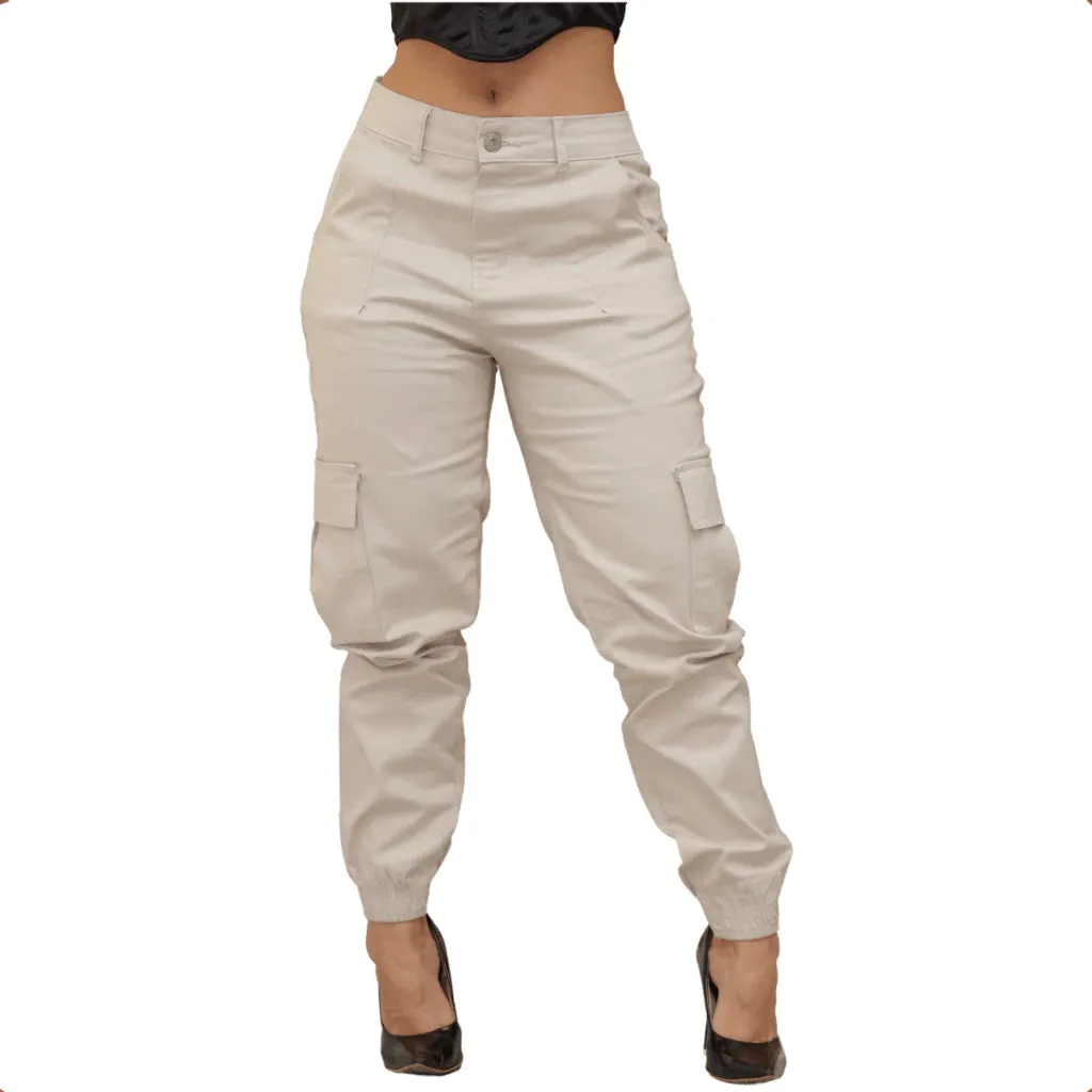 Calça  Cargo Feminina Jorgge  Bolso Lateral Com Lycra