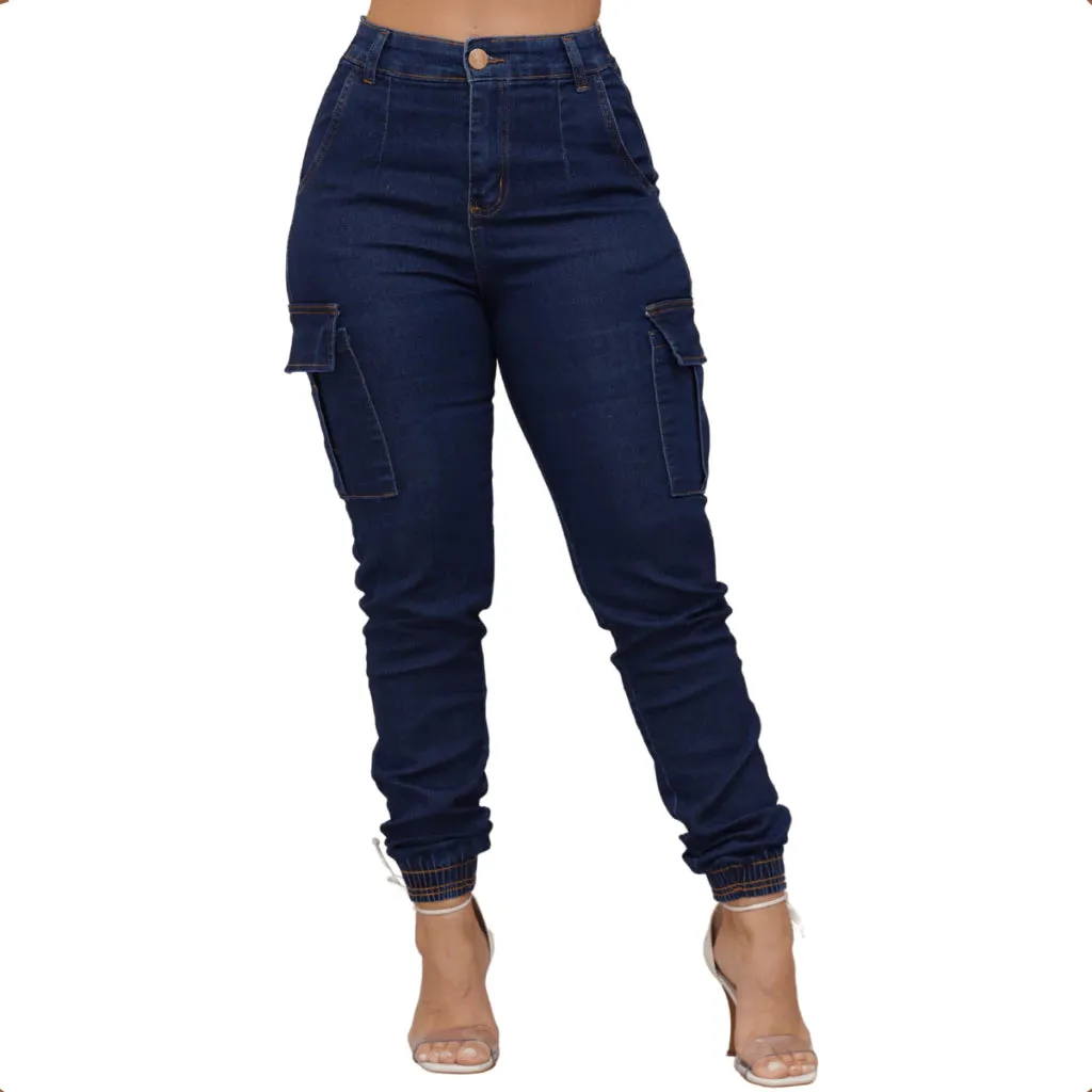 Calça  Cargo Feminina Jorgge  Bolso Lateral Com Lycra