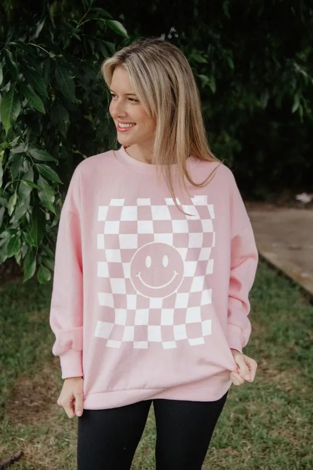 Checker Happy Face Sweatshirt