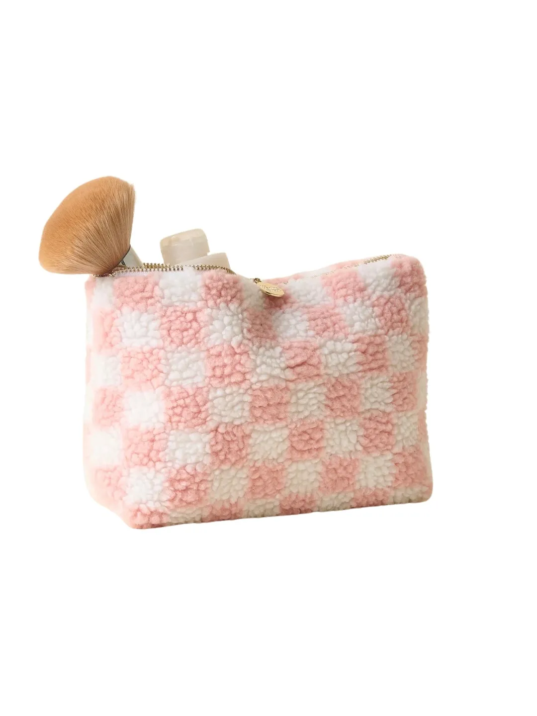 Checkered Teddy Pink Pouch