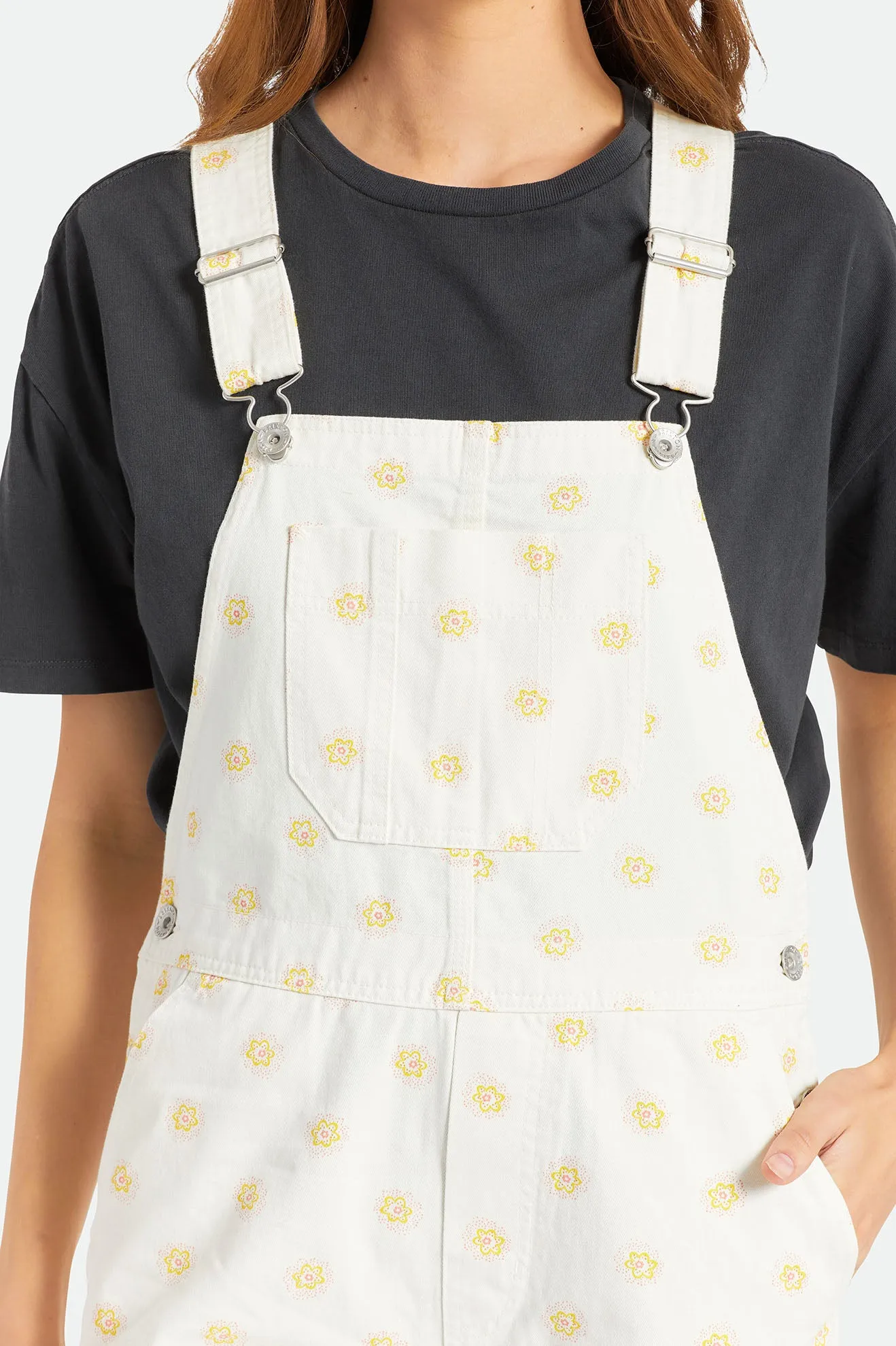 Christina Short Overall - Off White Daisy Dot