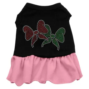 Christmas Bows Rhinestone Dress Black with Pink Sm (10)