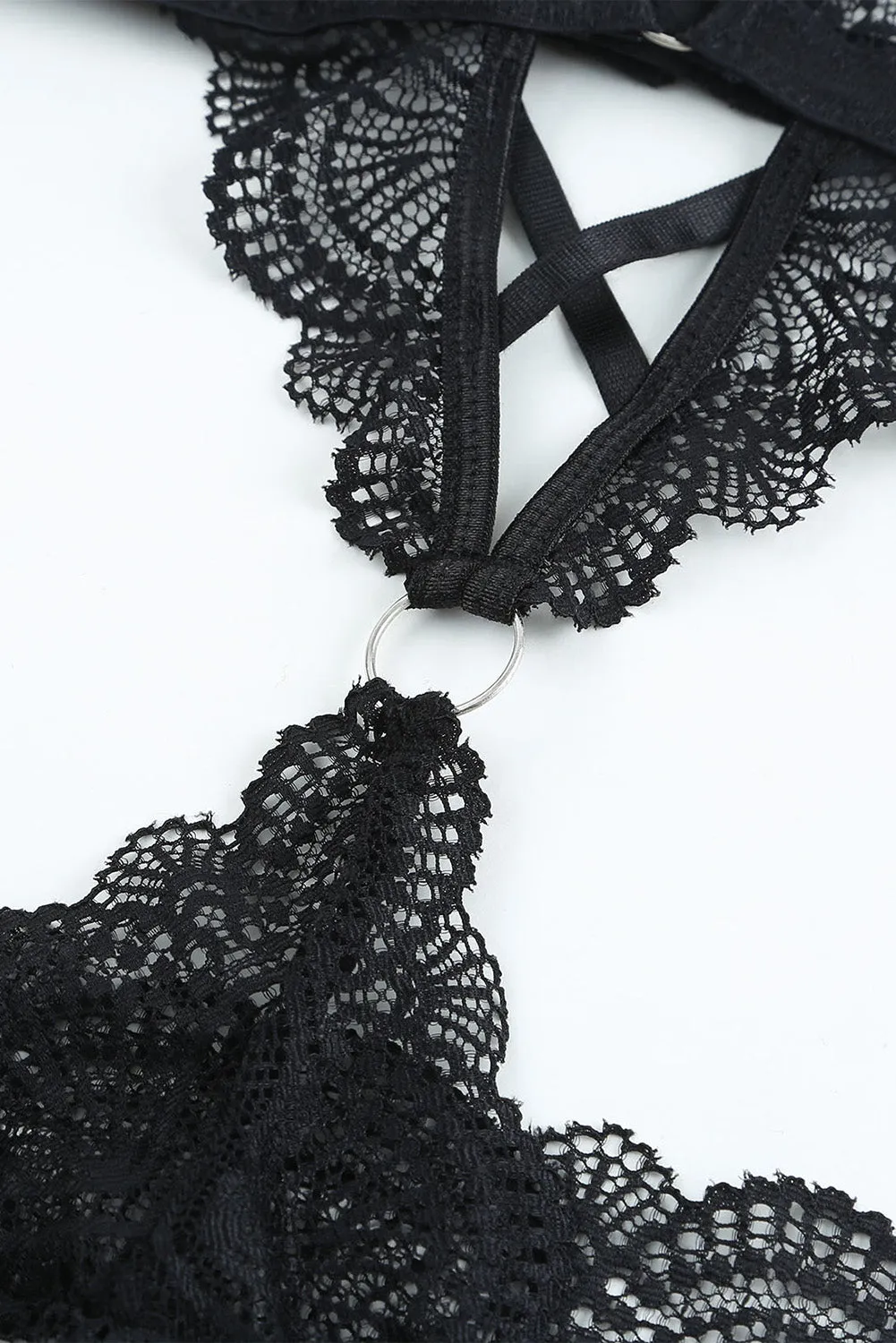 Circle Connected Strappy Lace Teddy Lingerie