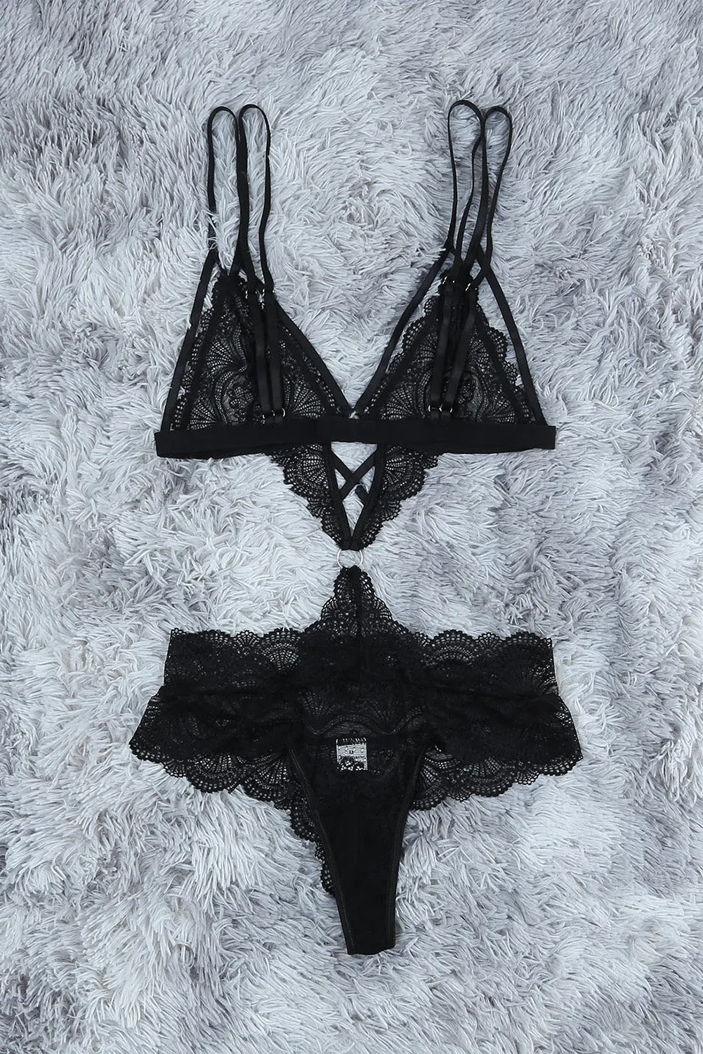 Circle Connected Strappy Lace Teddy Lingerie