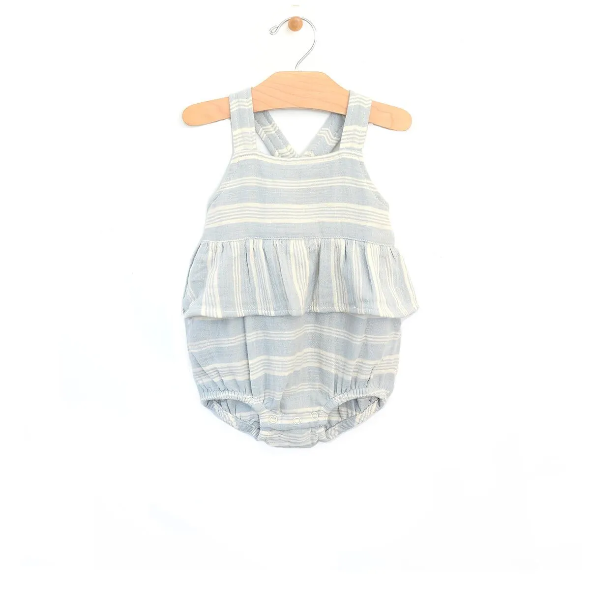 City Mouse Stripes Woven Chest Flutter Romper