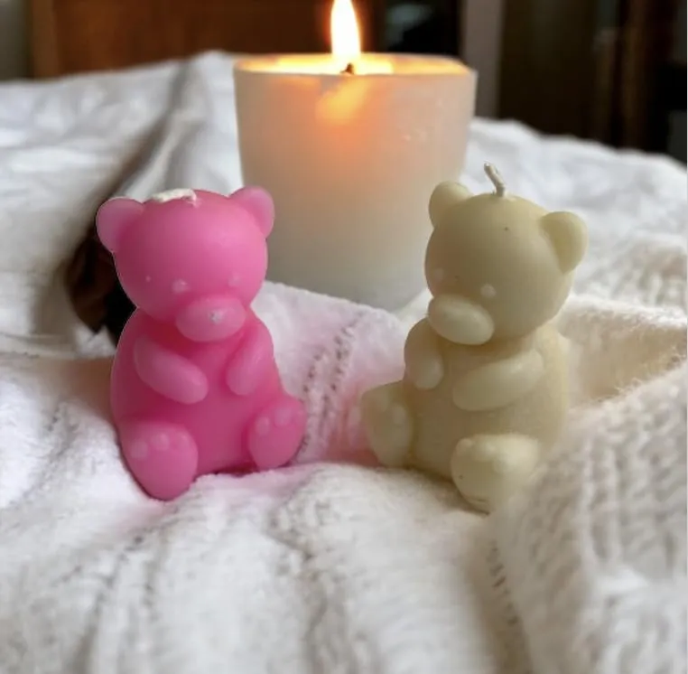 Ck Homez Teddy Candles for Home Decoration Aroma Therapy Candles for Gifting (Pack of 2, Pink)